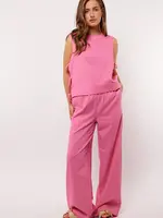 FLURESK linnen wide leg broek roze