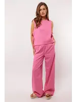FLURESK linnen wide leg broek roze