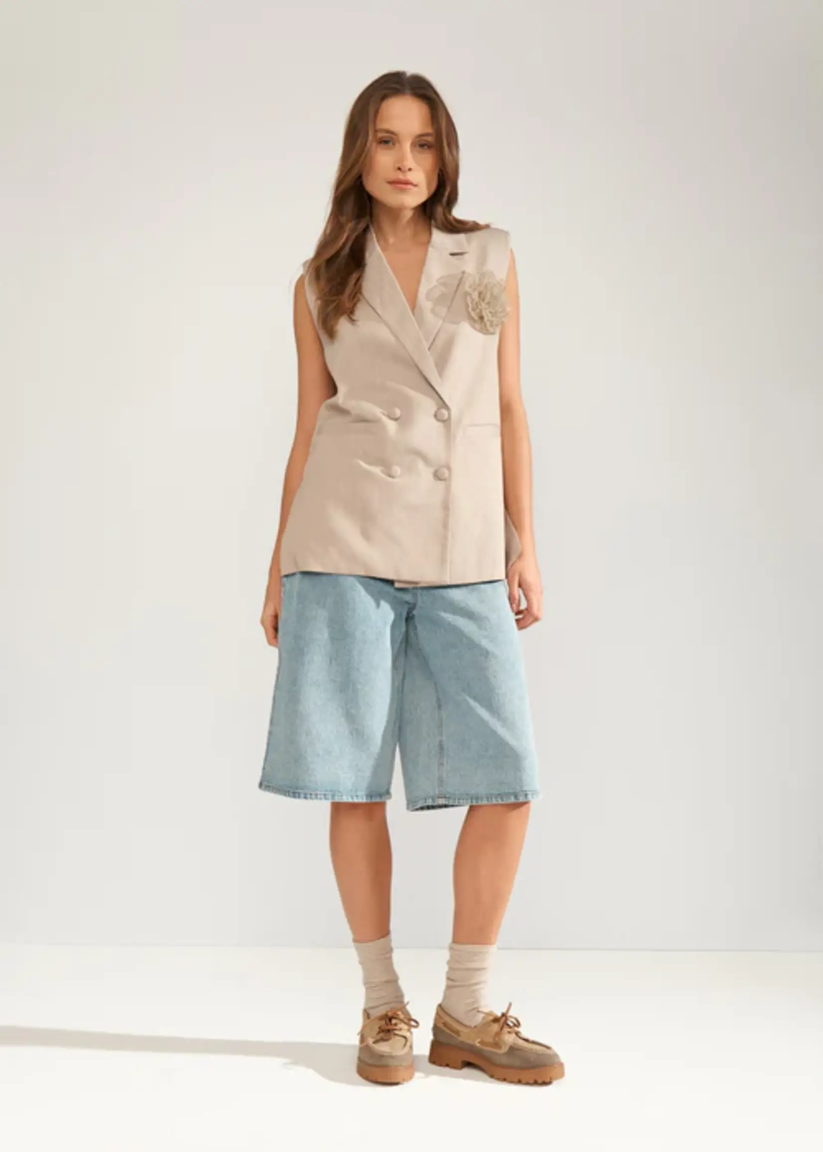 Nümph Nümph Nufloria Long Vest Chateau Gray Melange 706658 | Dames Vest | Xavah