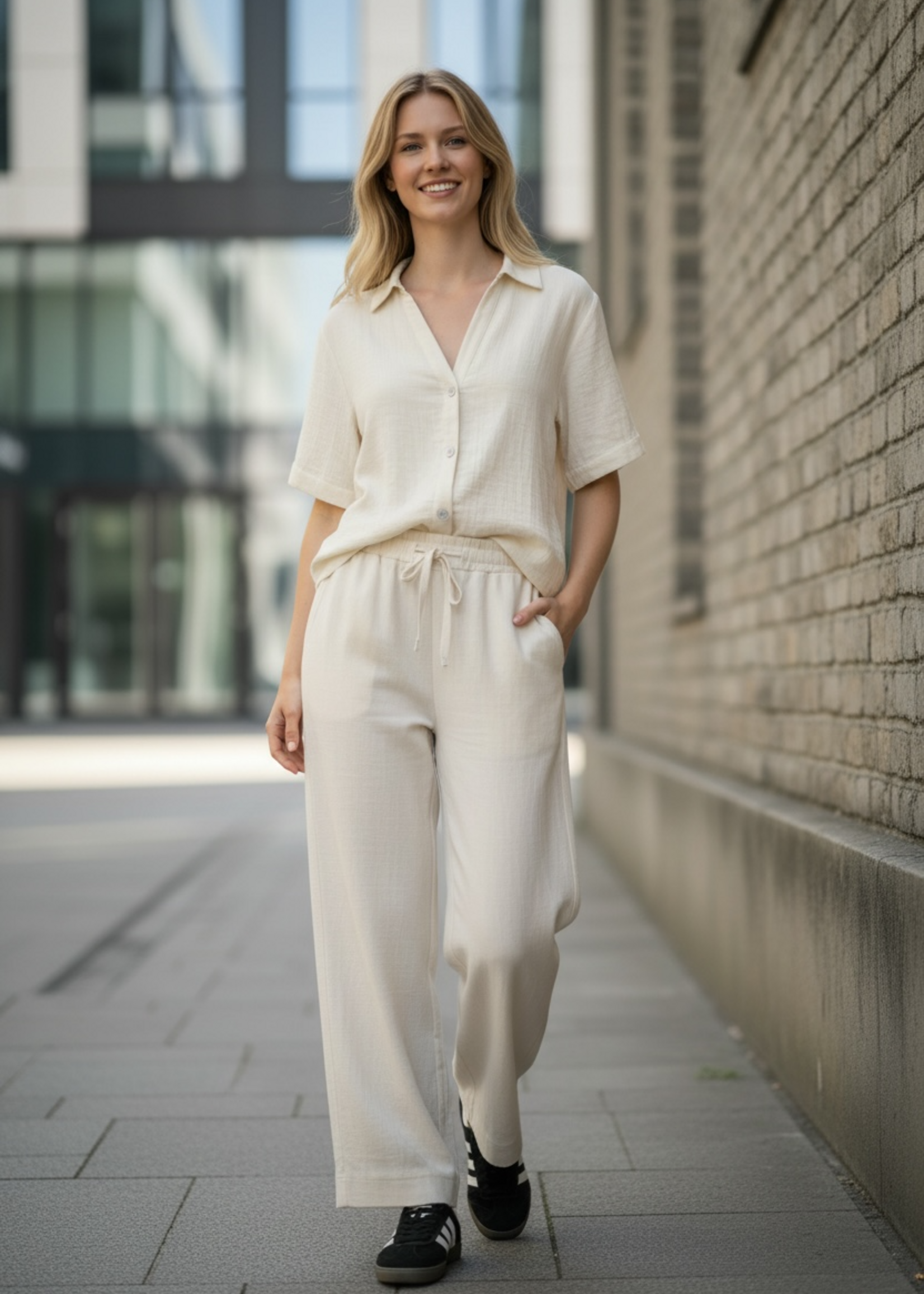 Nümph NUNATHALIA SS Shirt 706851 – Whitecap Gray Dames Blouse van Nümph