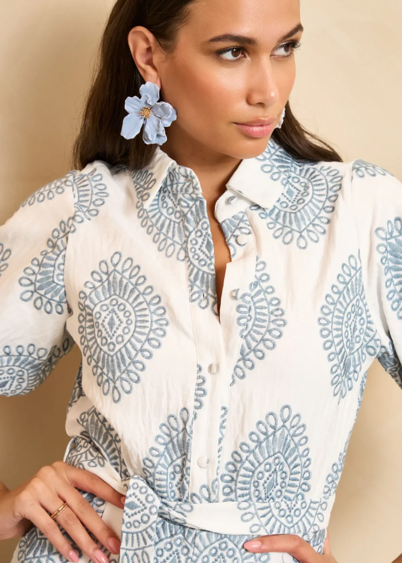 LOFTY MANNER Lofty Manner Playsuit Talari RD24.1 – White Blue dames playsuit