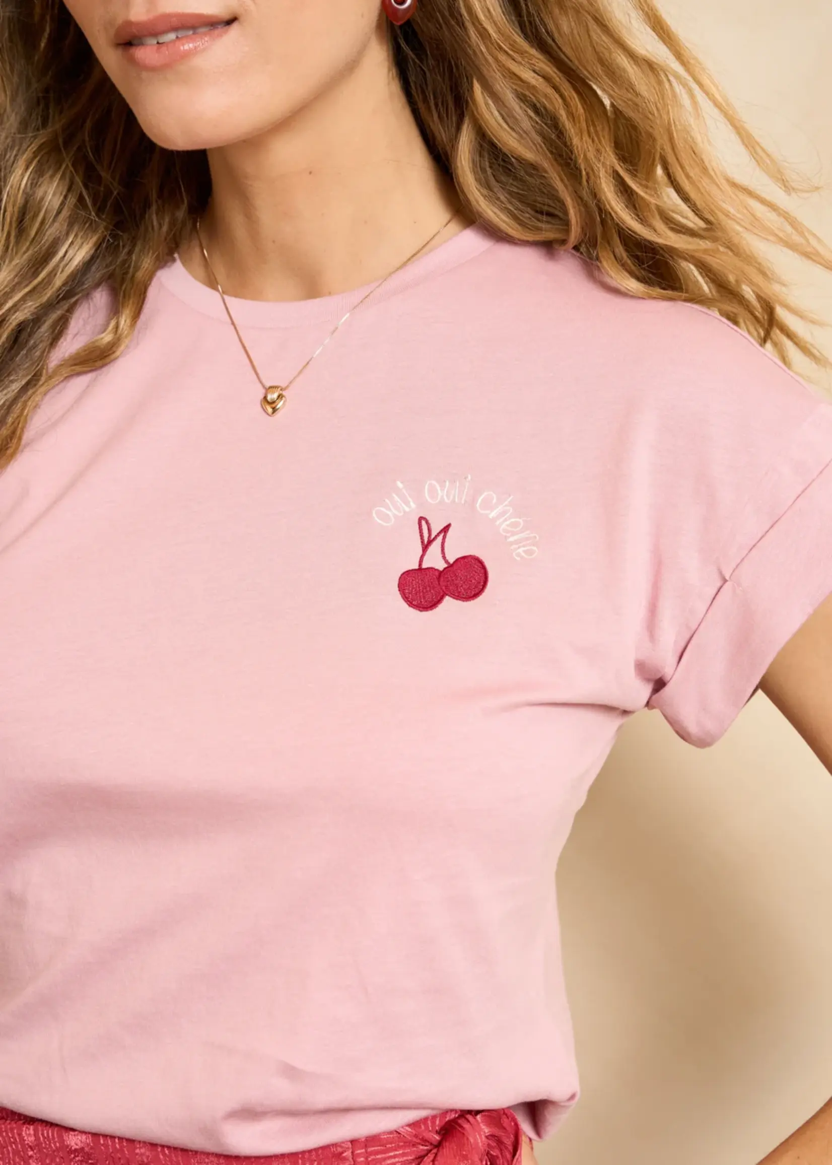 LOFTY MANNER Lofty Manner T-shirt Nyella RC05 – Dusty Pink dames T-shirt