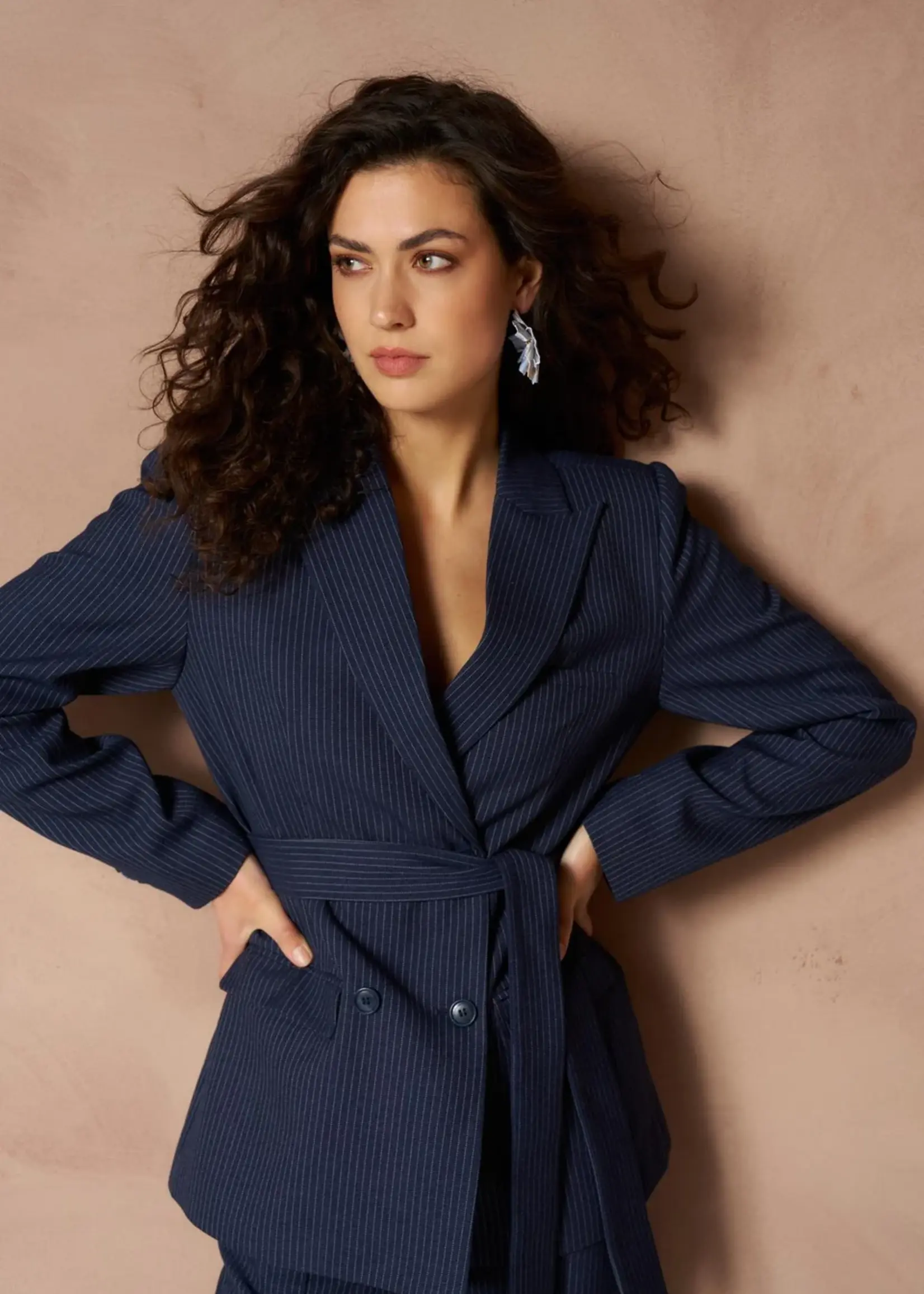 LOFTY MANNER Lofty Manner Blazer Ivy – Double Breasted Belted