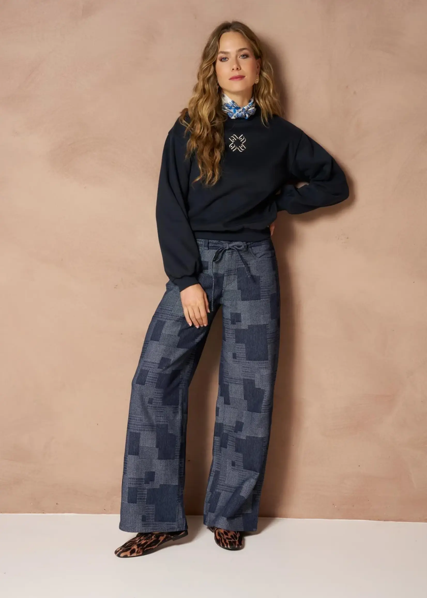 LOFTY MANNER Lofty Manner RI34 Inoa Broek – Denim Patchwork