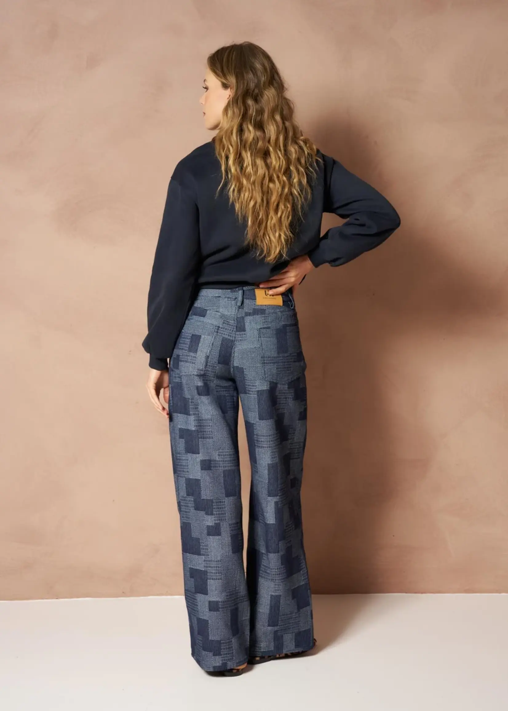 LOFTY MANNER Lofty Manner RI34 Inoa Broek – Denim Patchwork