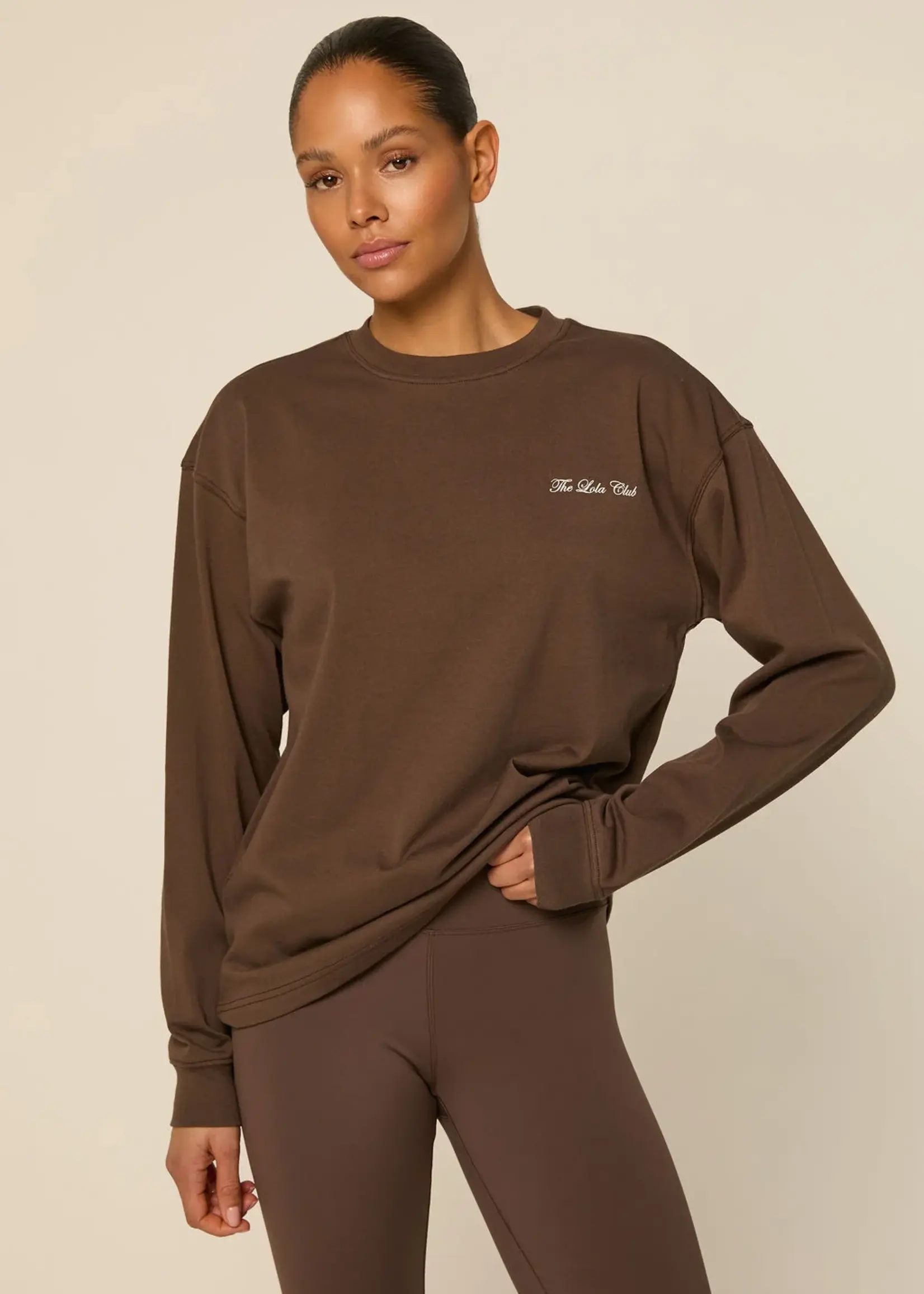 THE LOLA CLUB The Lola Club Yara LS Espresso – dames top met lange mouwen