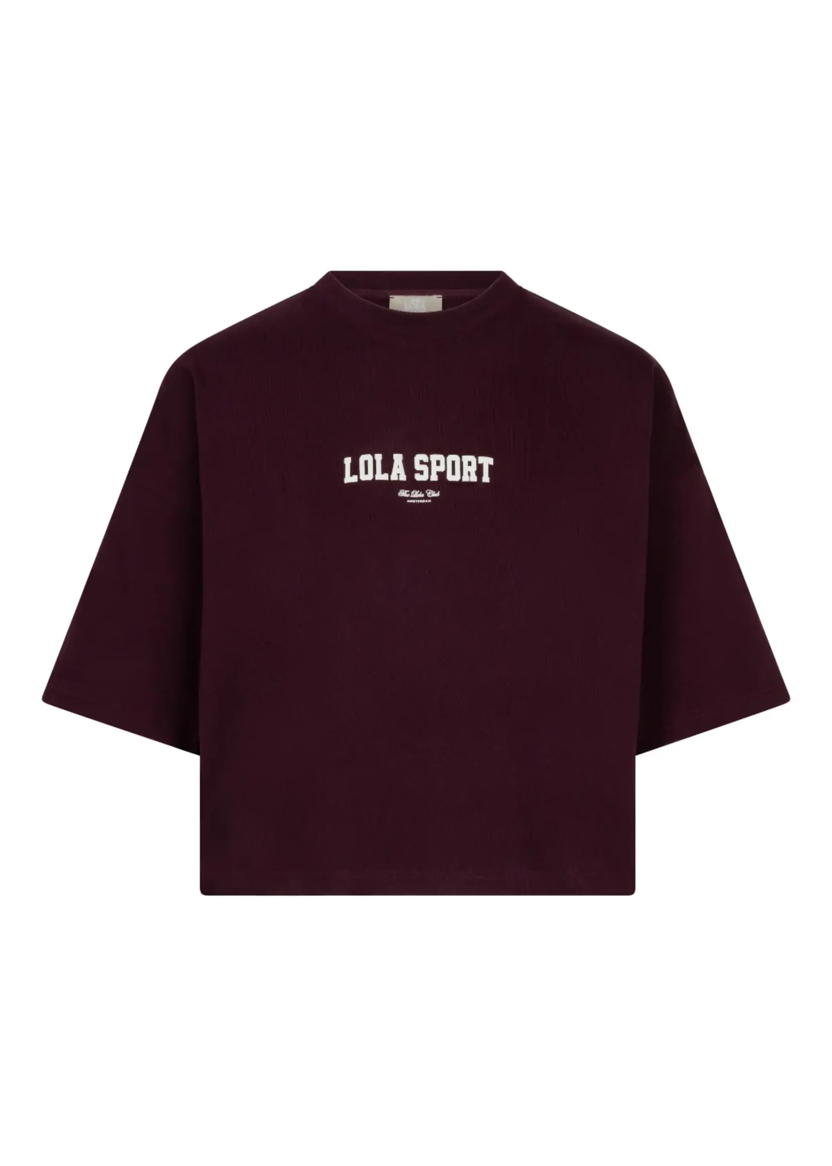 THE LOLA CLUB The Lola Club Stella Tee Mulberry Wine – dames T-shirt in donkerrood