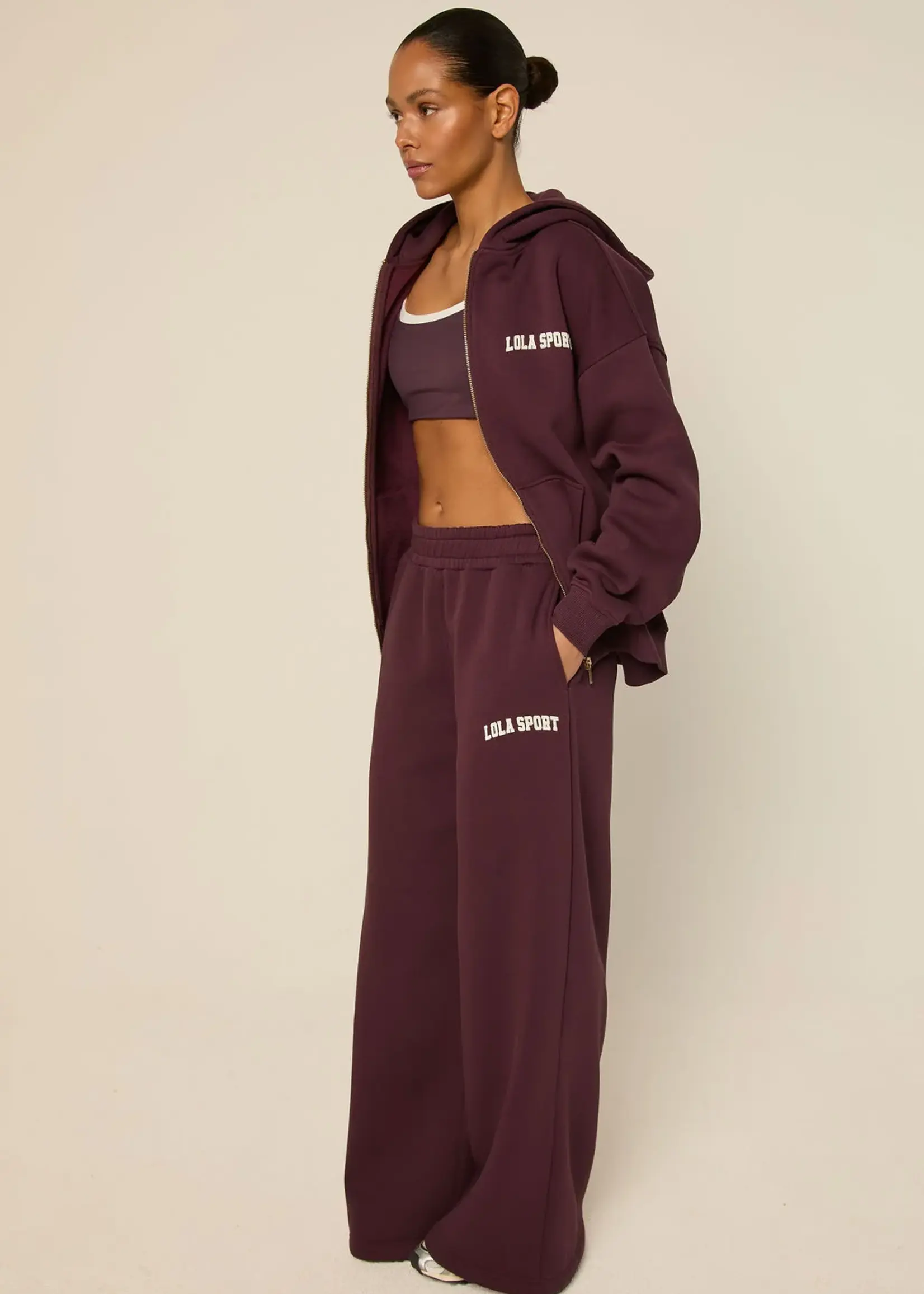 THE LOLA CLUB The Lola Club Stella Pants Mulberry Wine – dames broek in donkerrood