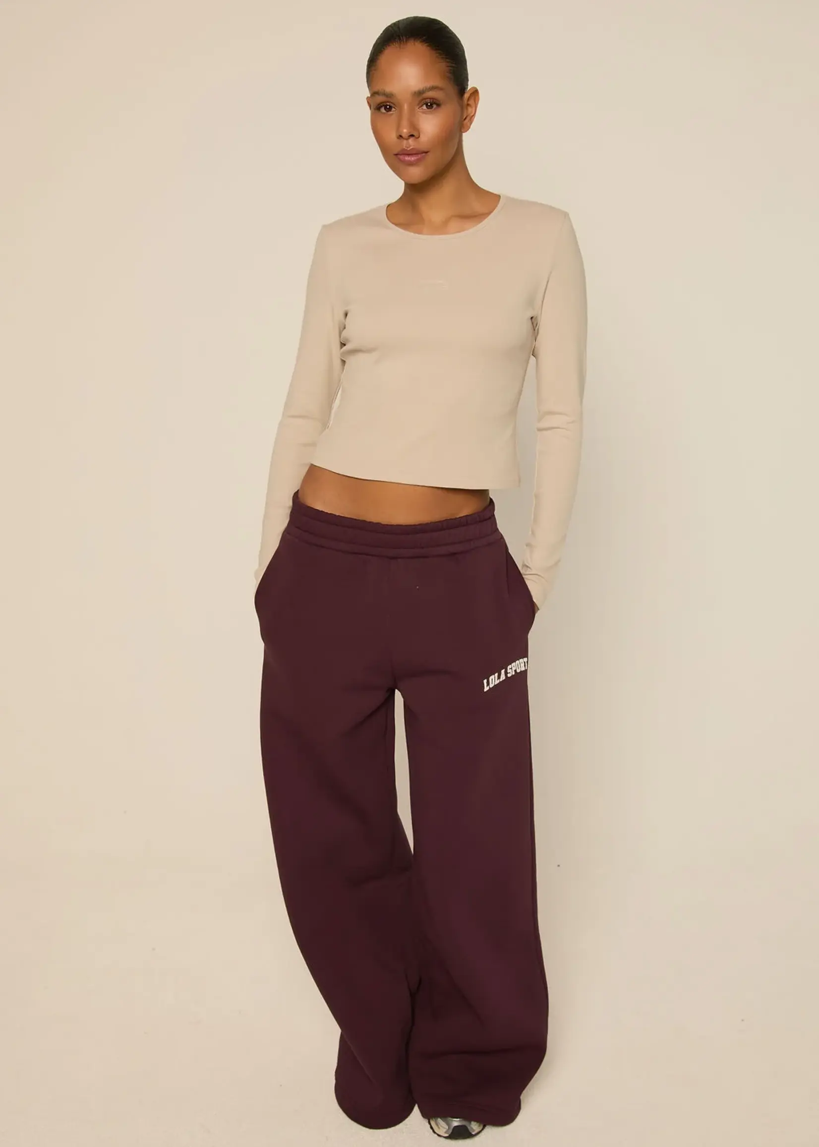 THE LOLA CLUB The Lola Club Stella Pants Mulberry Wine – dames broek in donkerrood