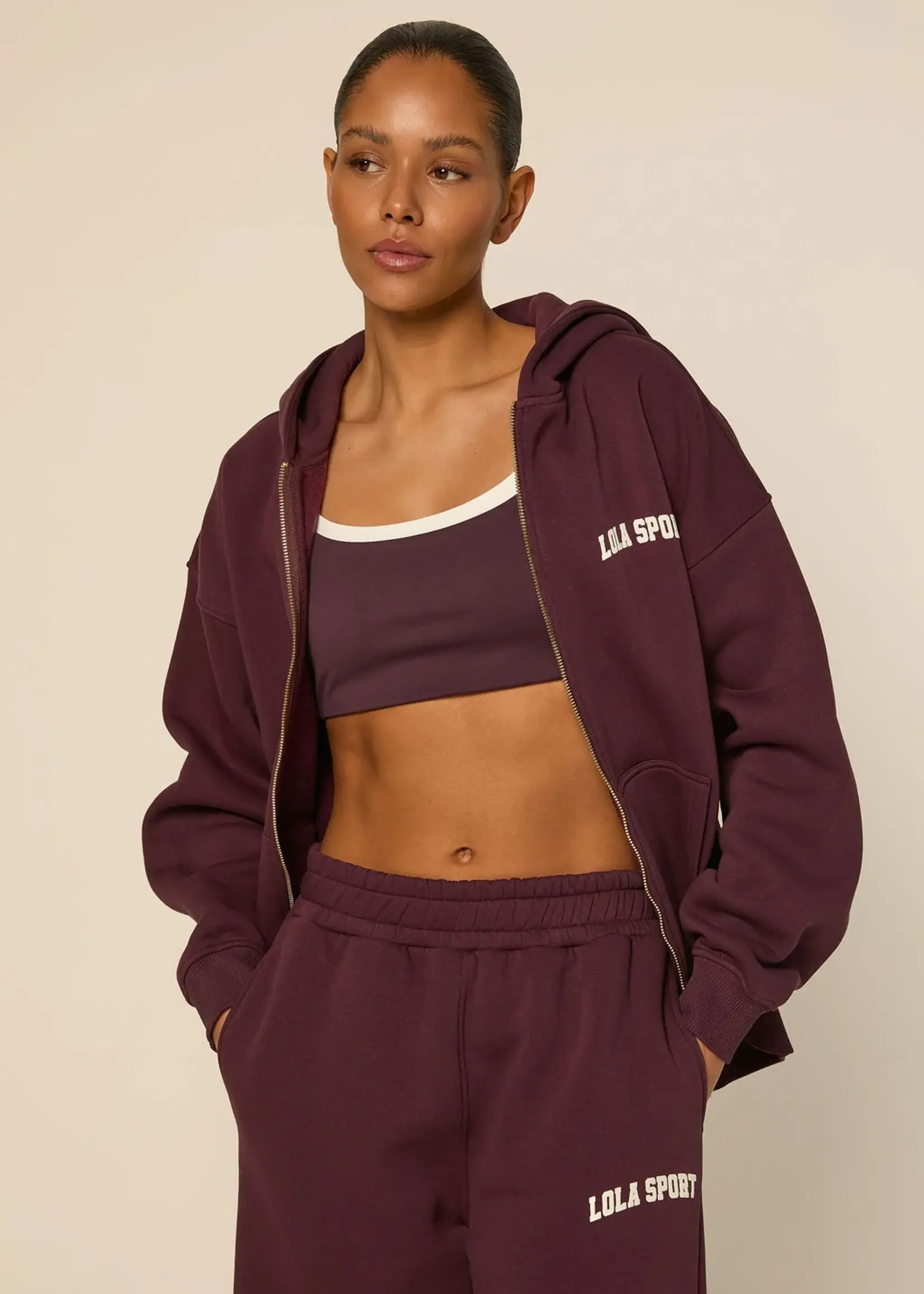 THE LOLA CLUB The Lola Club Stella Pants Mulberry Wine – dames broek in donkerrood