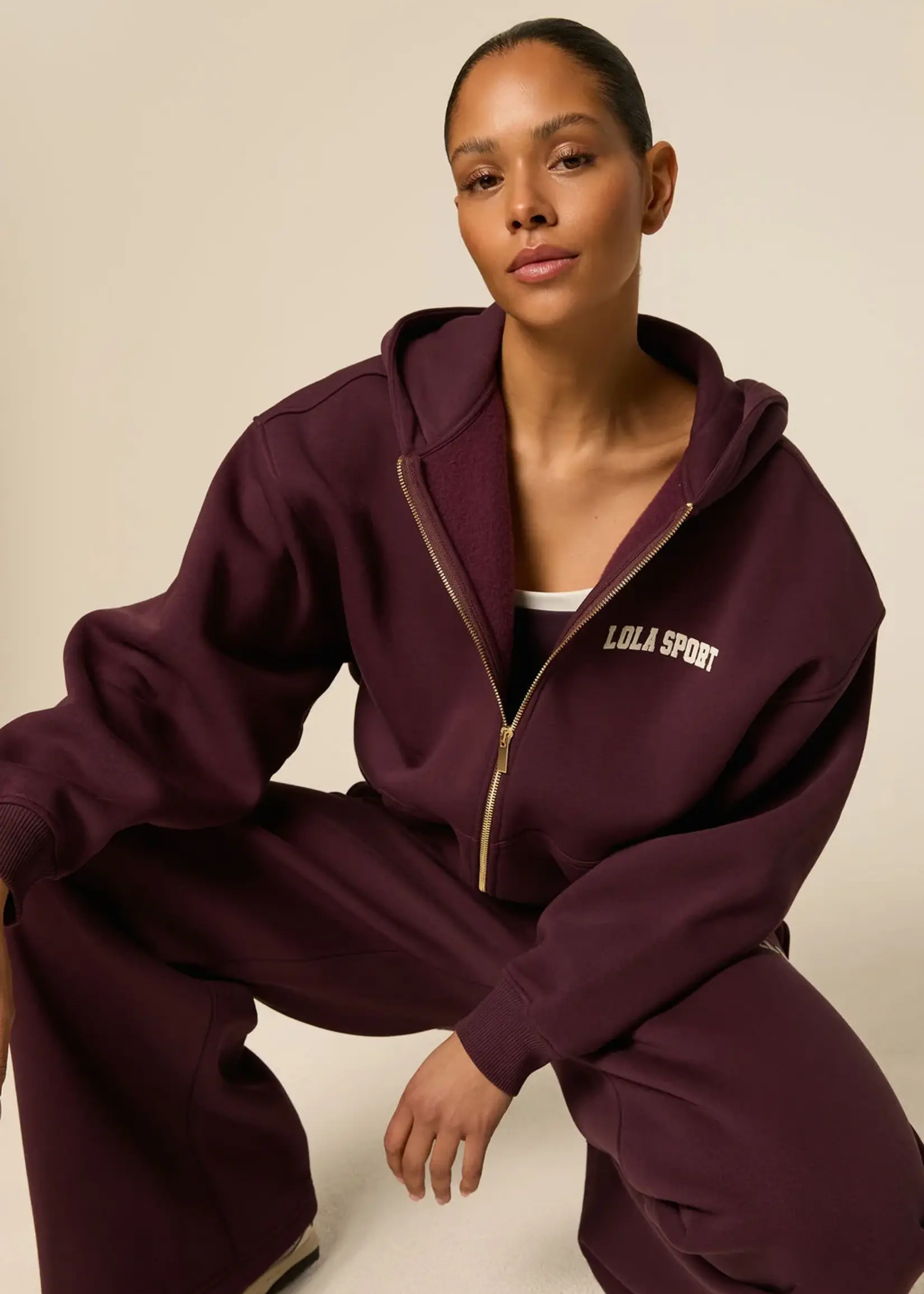 THE LOLA CLUB The Lola Club Stella Pants Mulberry Wine – dames broek in donkerrood
