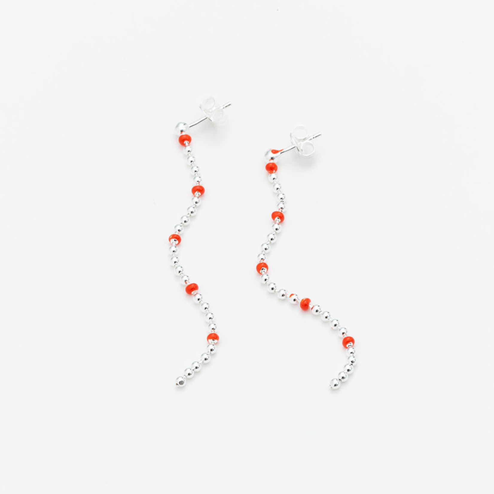 Boucles d'oreilles Argent Boule - Orange