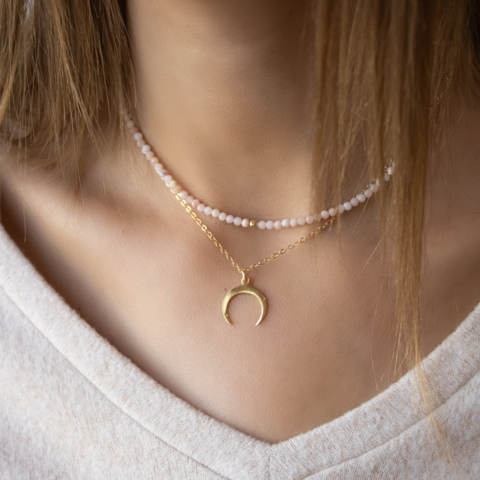 Noa ¦ Collier Long Pendentif Lune - Gold Filled