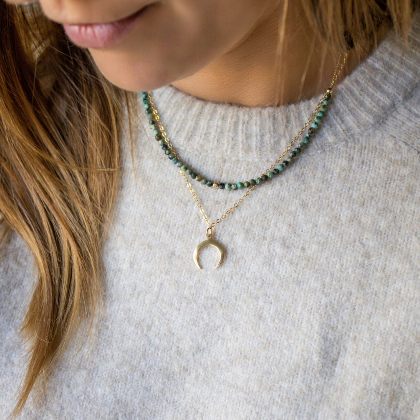 Noa ¦ Collier Long Pendentif Lune - Gold Filled