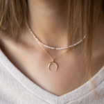 Noa ¦ Set 2 Colliers Opale Rose & Lune - Gold filled