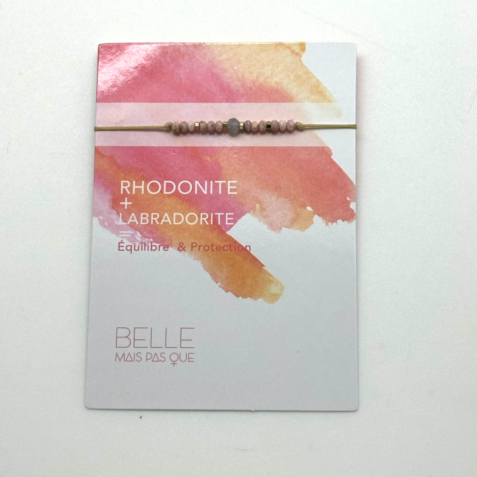 Pochette Bracelet Pierres semi-précieuses  "Rhodonite + Labradorite"