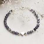 Bracelet Anaïs - Iolite cœur brillant (Argent)