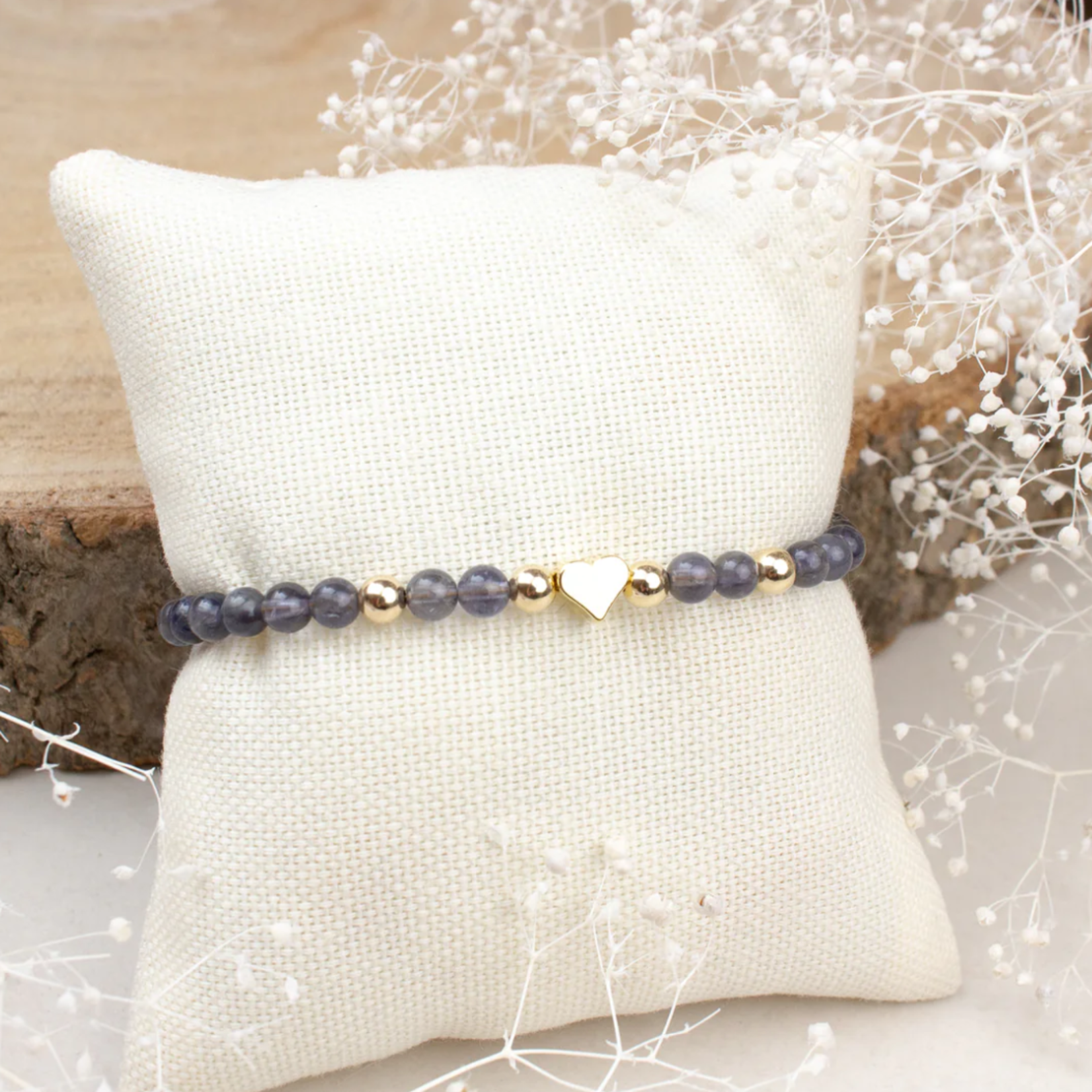 Bracelet Anaïs - Iolite cœur brillant (Gold Filled)