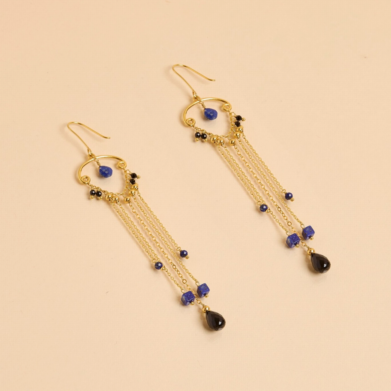 Boucles d'oreilles multi gouttes Lapis Lazuli