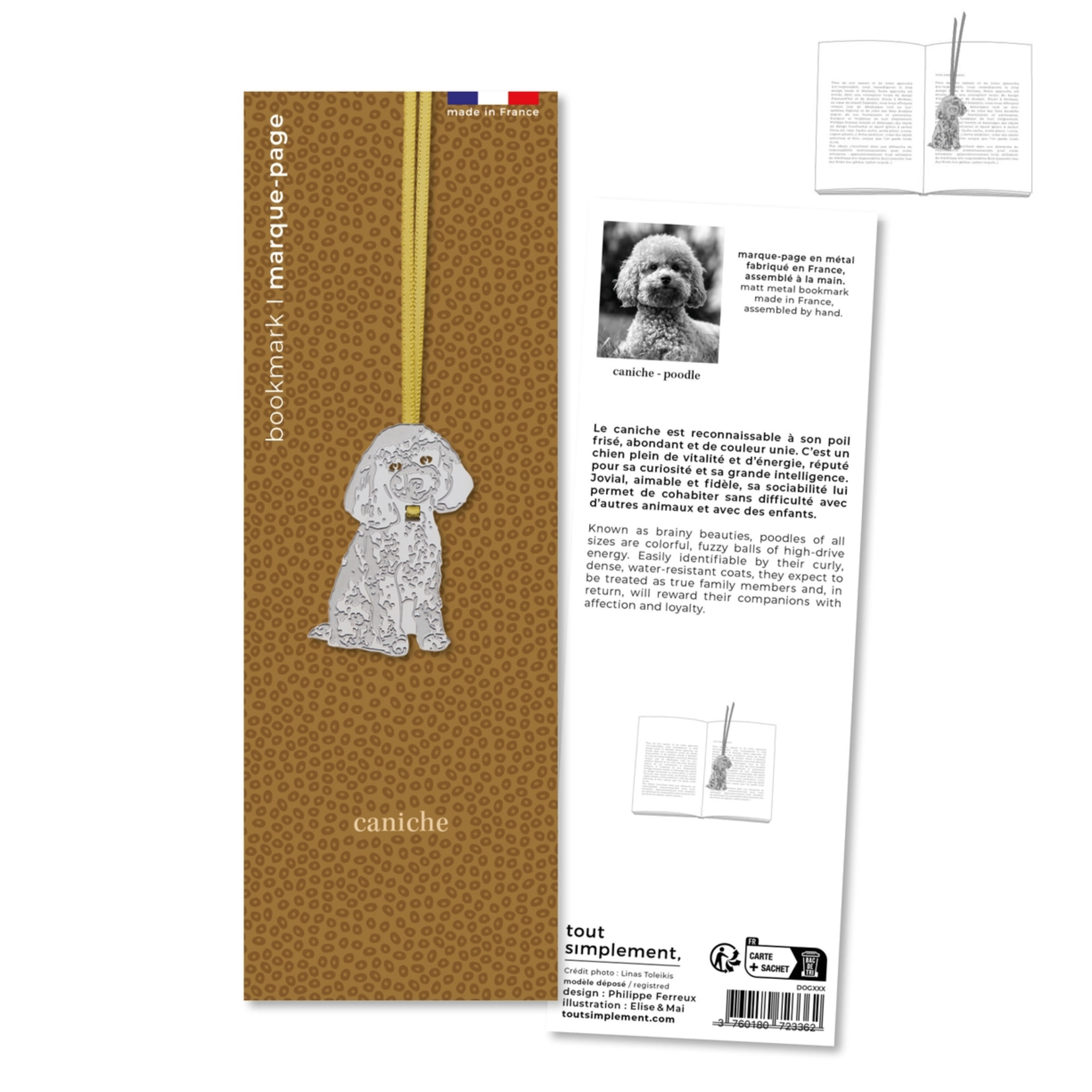Marque-page en métal - Caniche