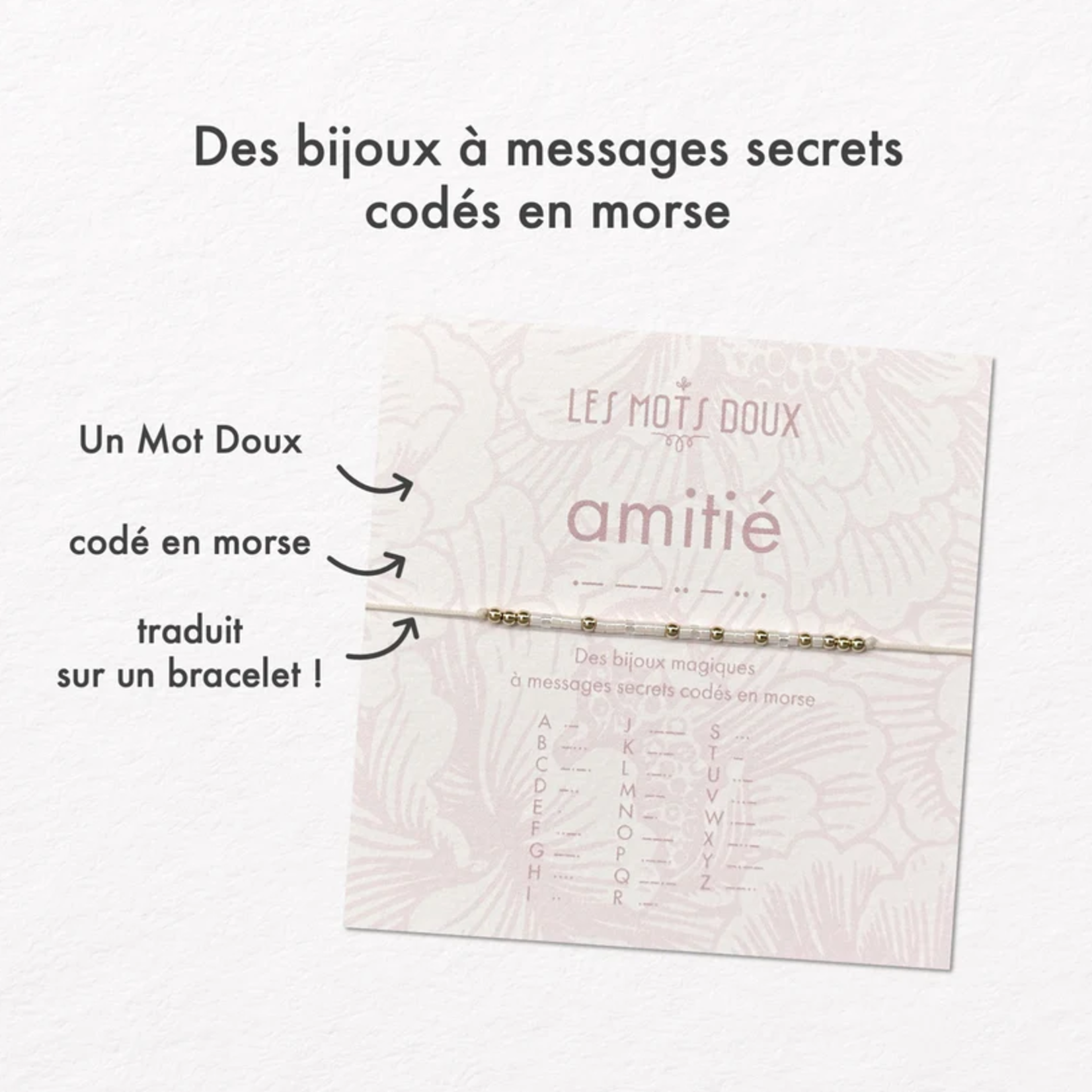 Bracelet Code Morse Pastel : Amitié