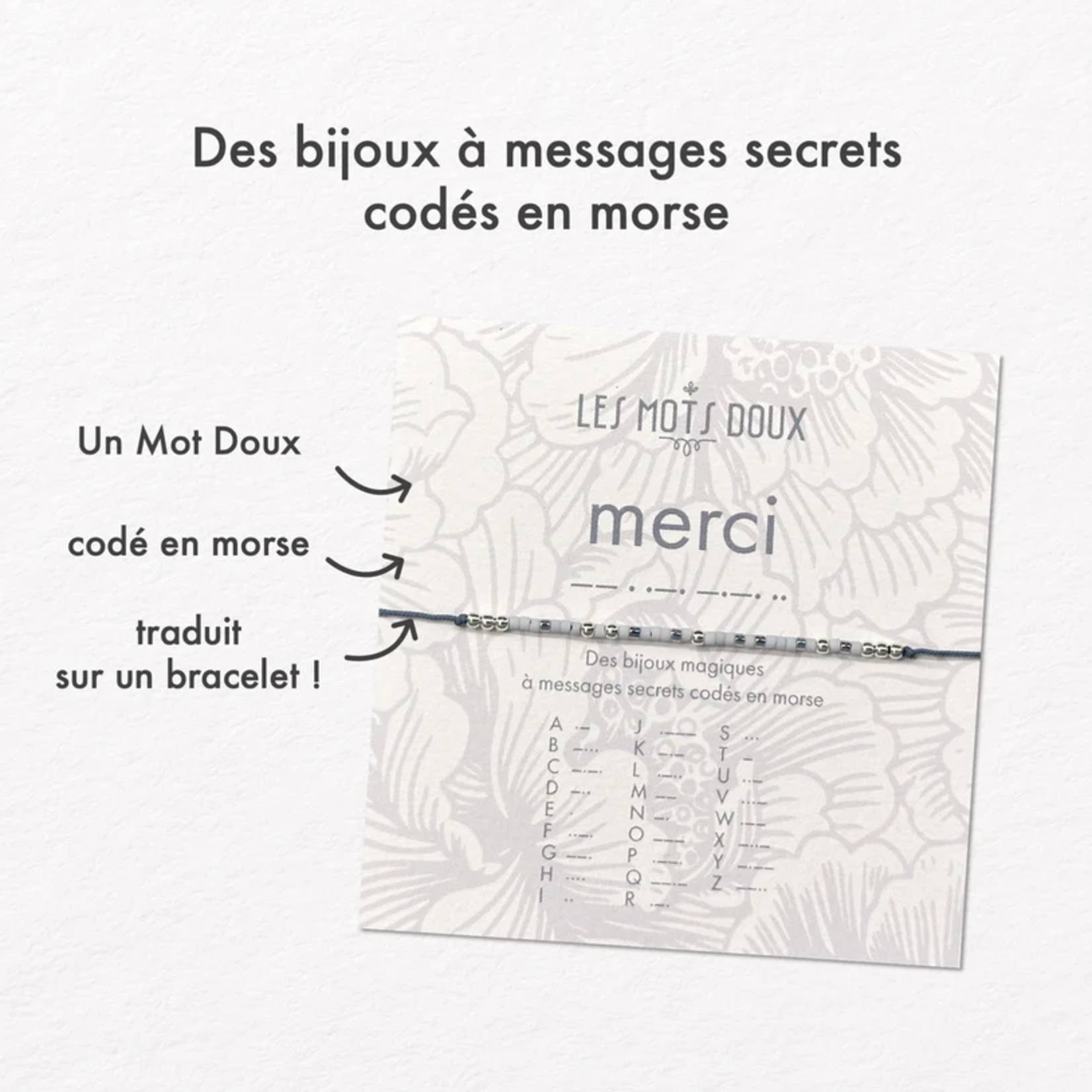 Bracelet Code Morse Pastel : Merci