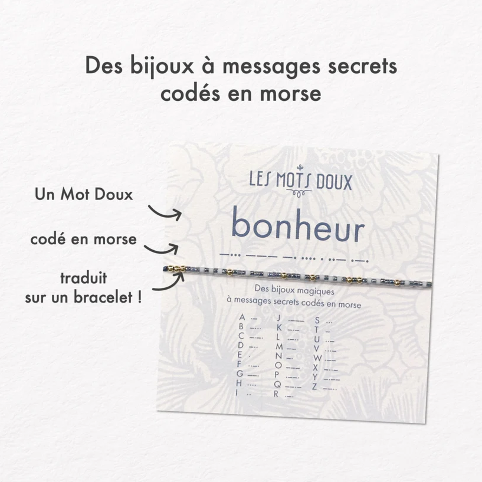 Bracelet Code Morse Pastel : Bonheur