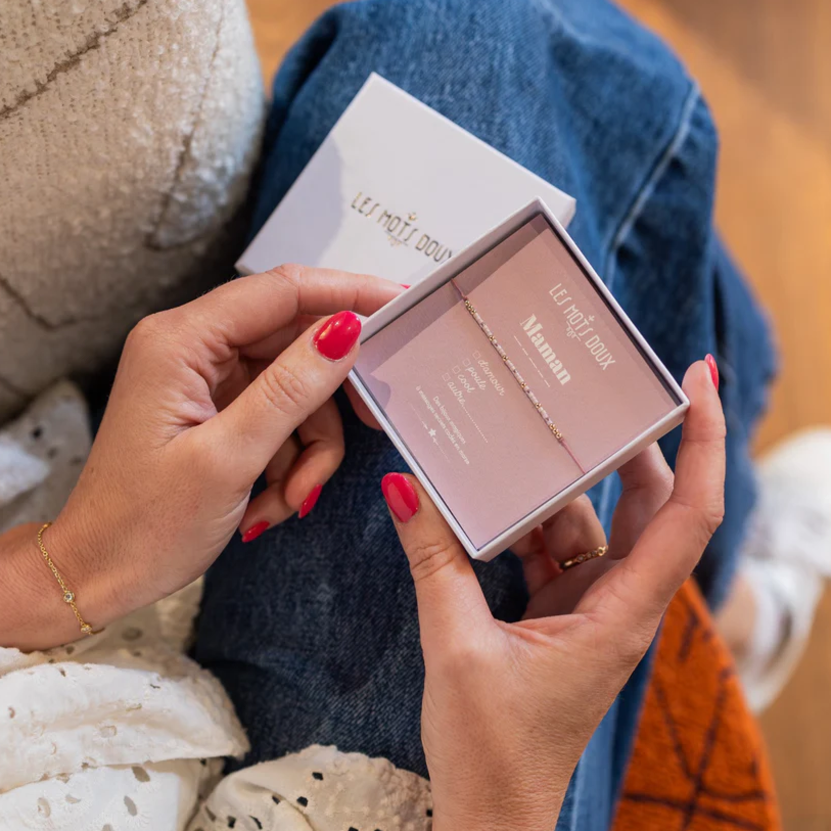 Bracelet Code Morse Famille : Maman (rose)