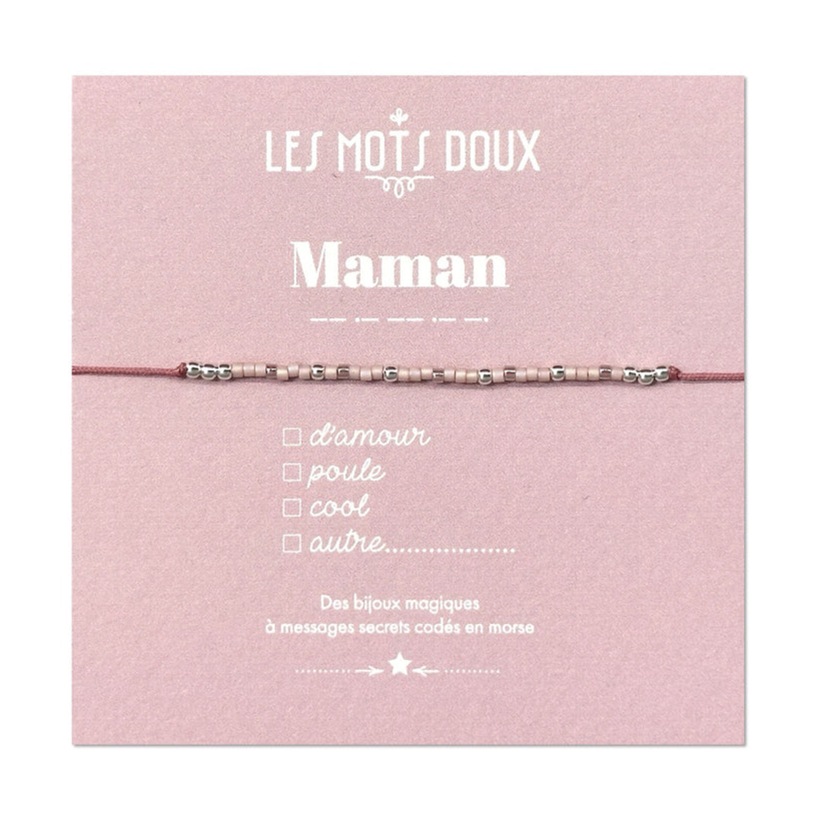 Bracelet Code Morse Famille : Maman (rose)