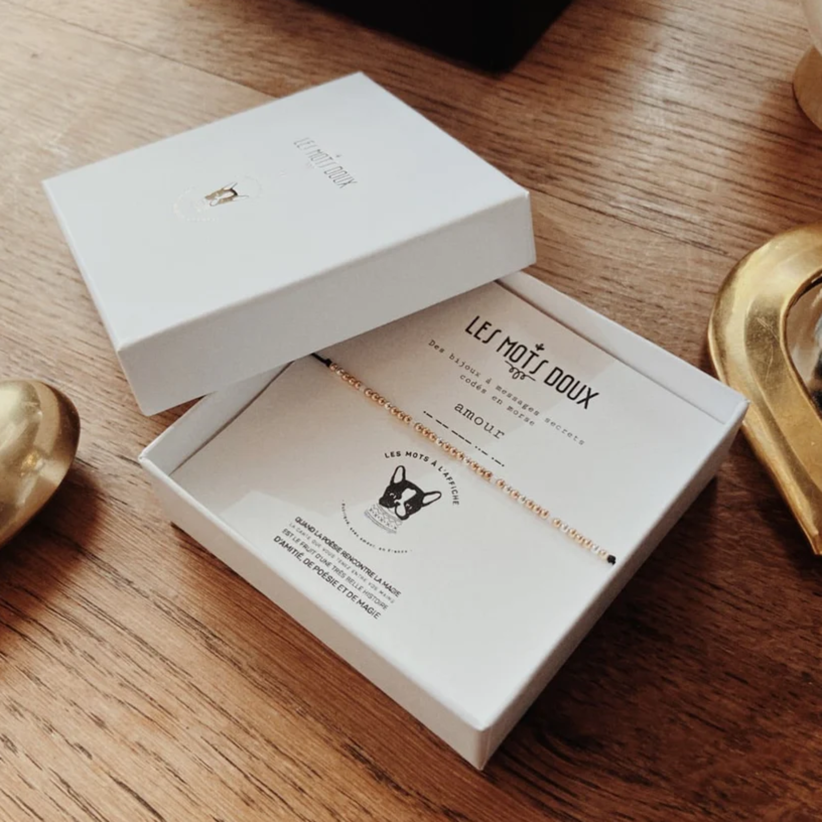 Bracelet à message secret codé en morse "amour"