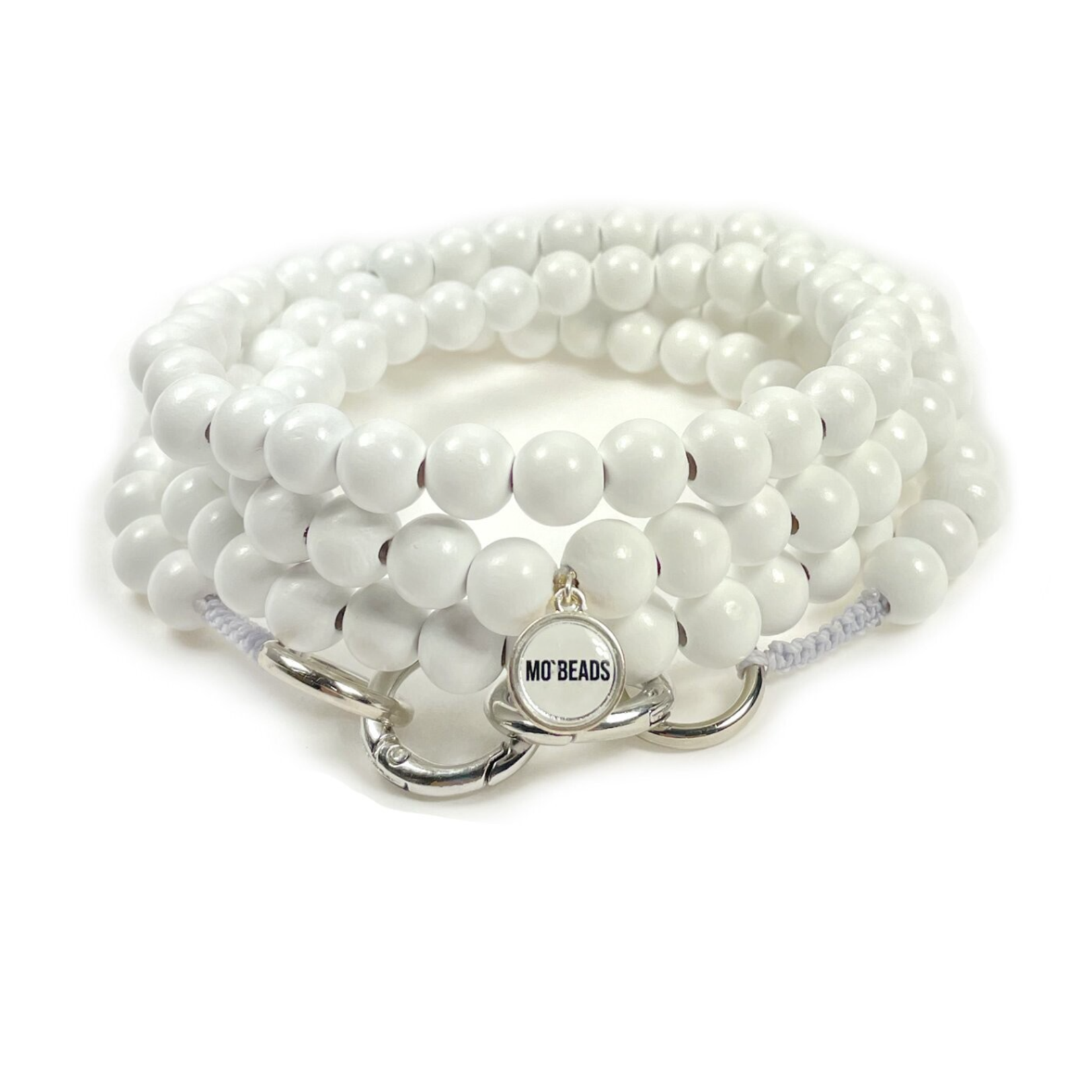 Chaîne à natel en perles en bois - Blanc
