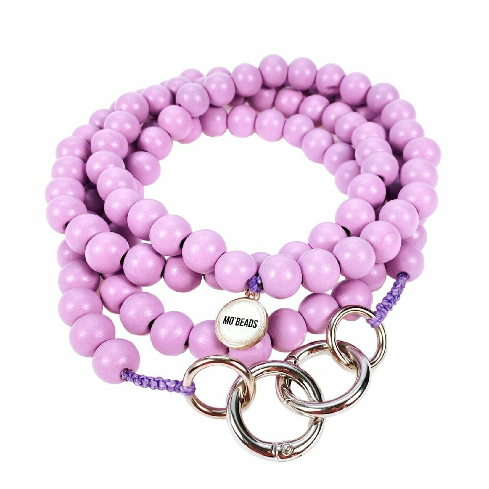 Chaîne à natel en perles en bois - Mauve