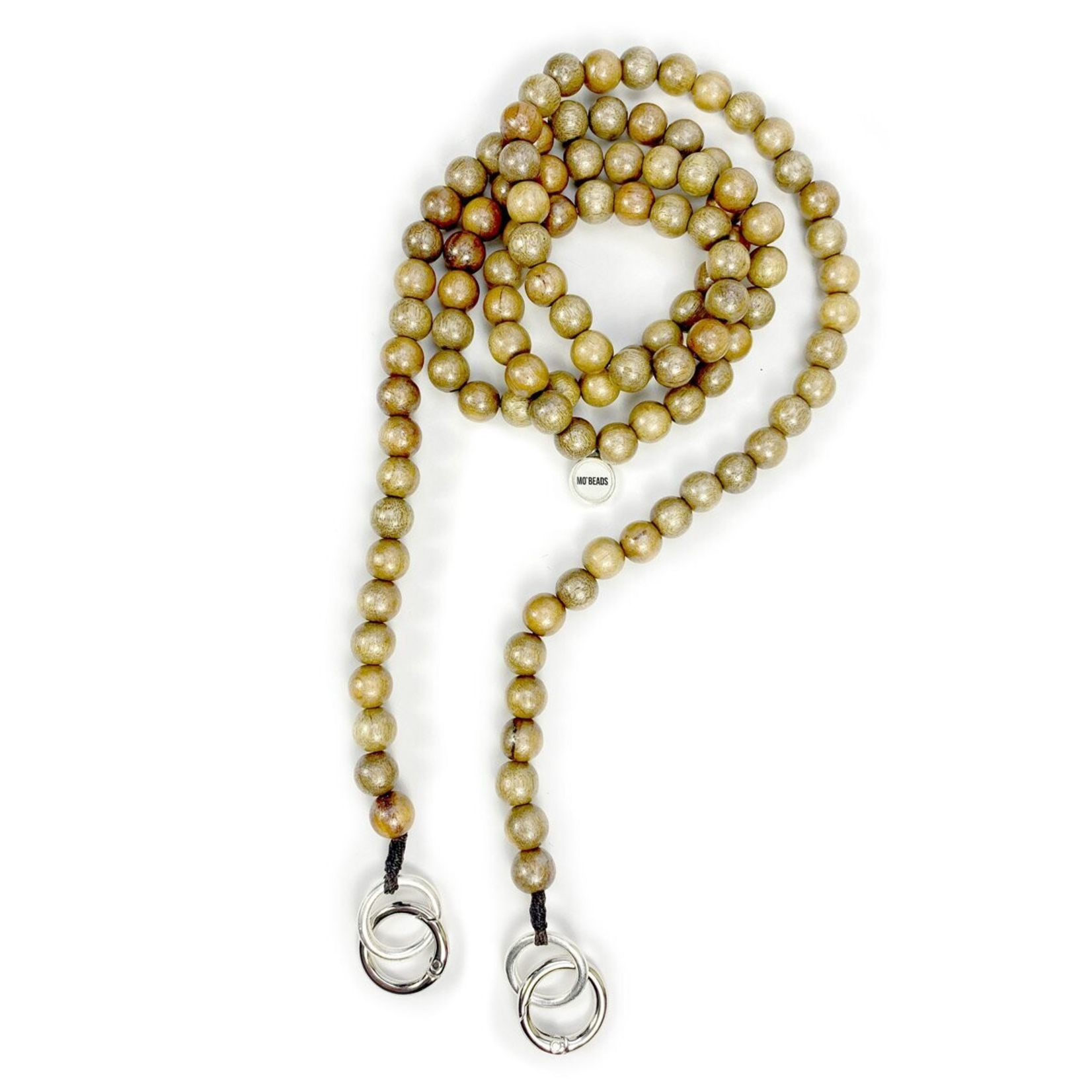 Chaîne à natel en perles en bois - Brun métalisé