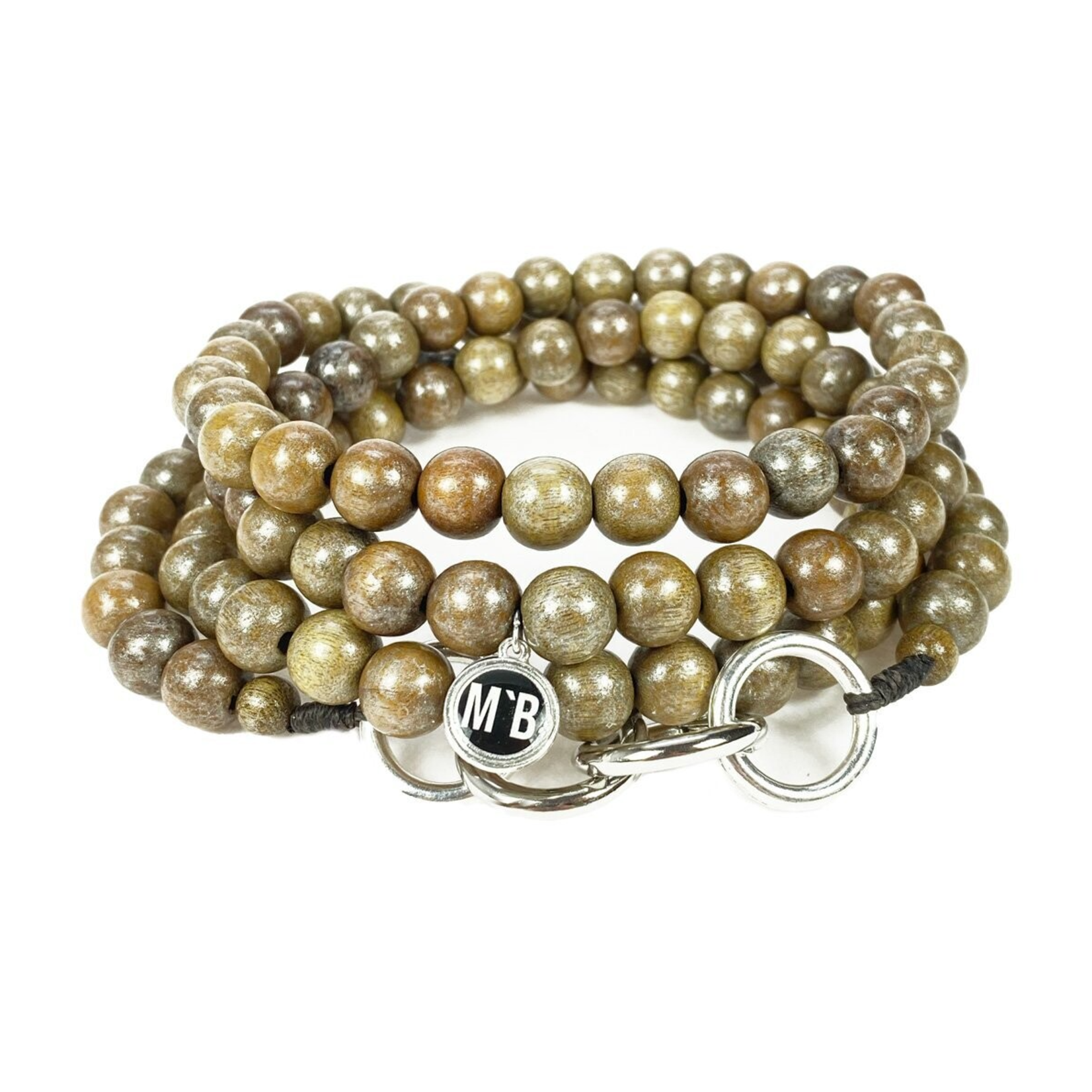 Chaîne à natel en perles en bois - Brun métalisé
