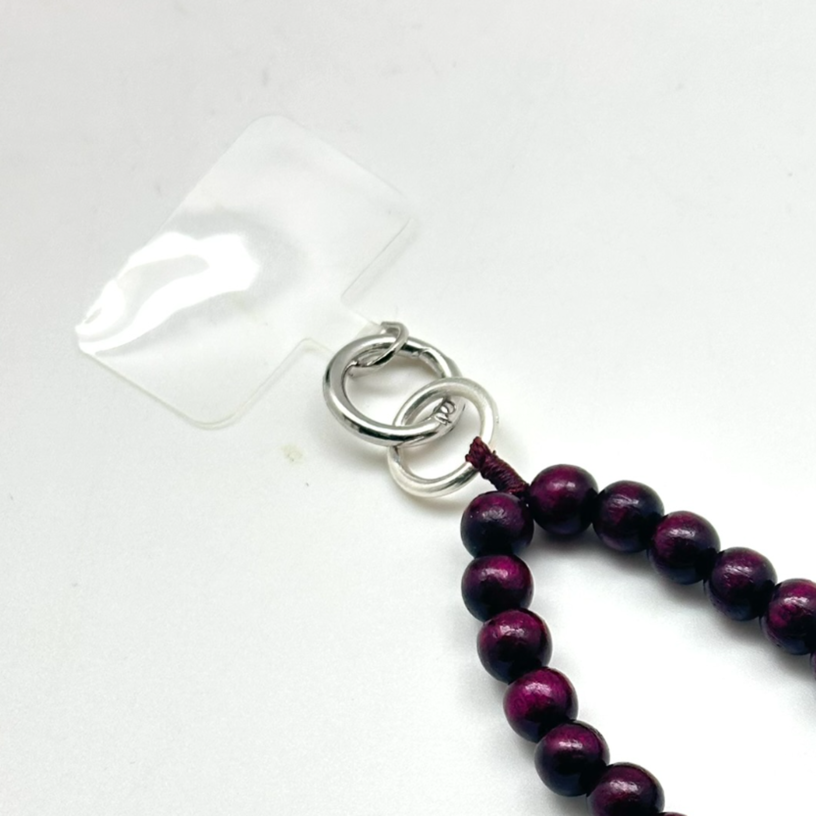 Chaîne à natel en perles en bois - Mauve