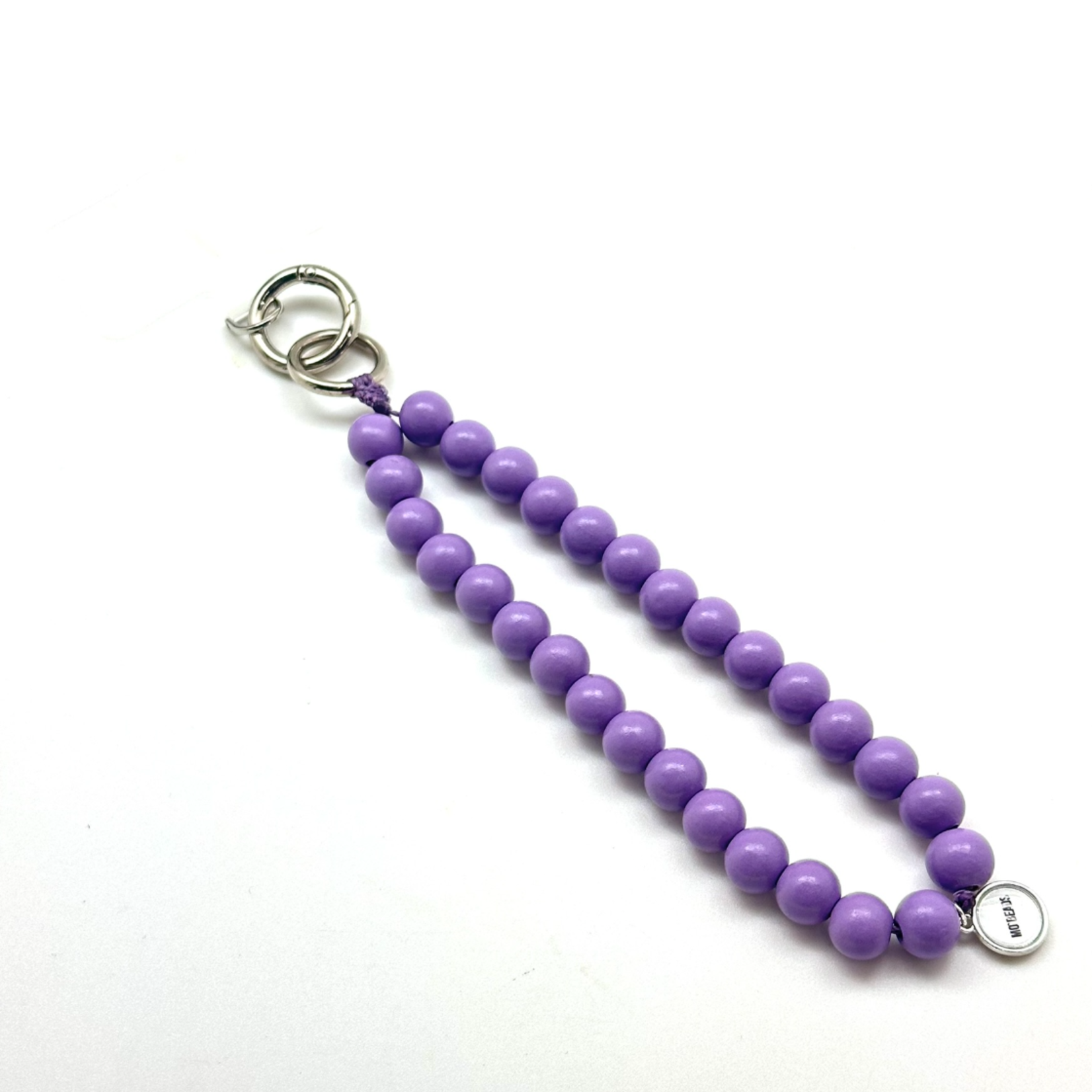 Petite chaîne à natel en perles en bois - Mauve