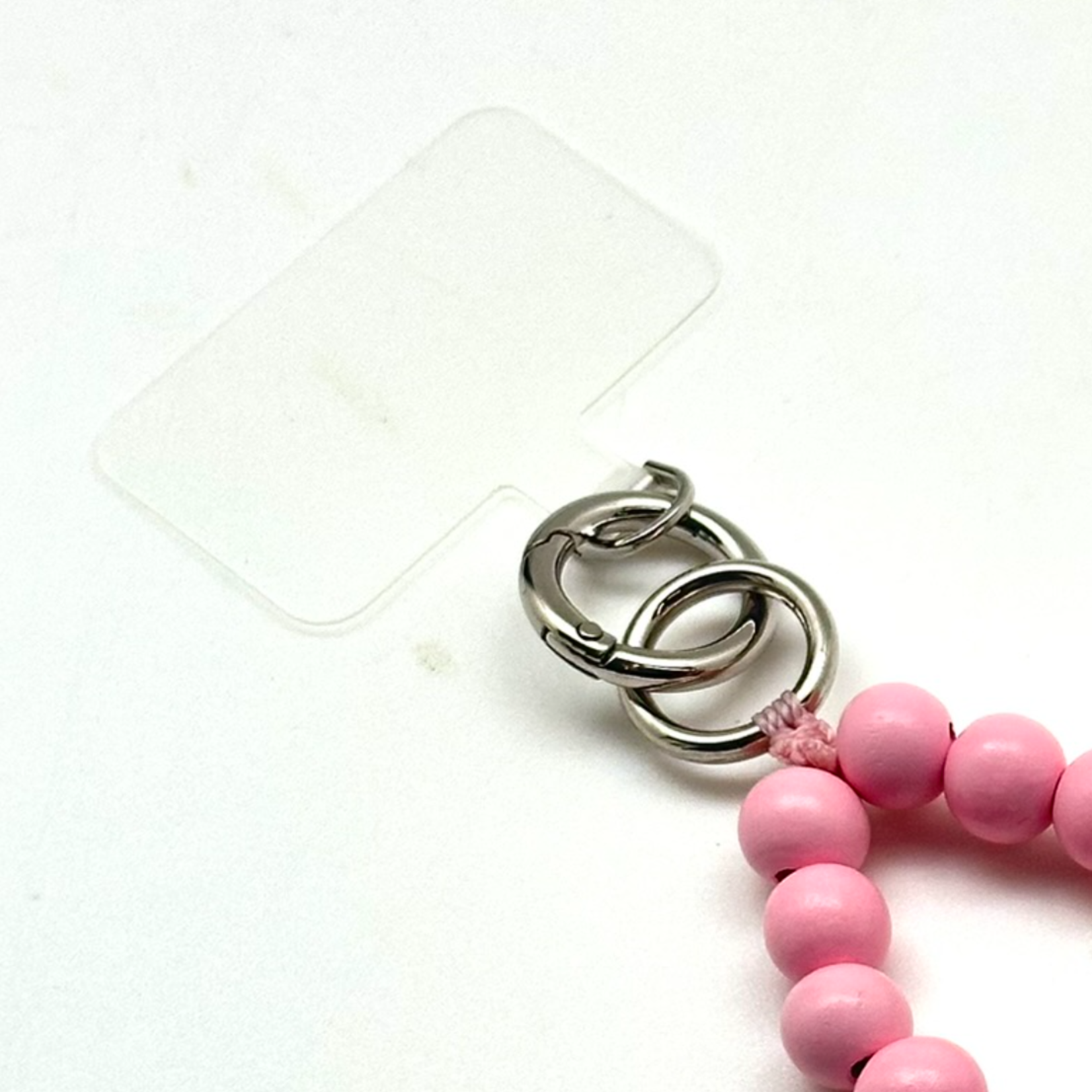 Petite chaîne à natel en perles en bois - Pink