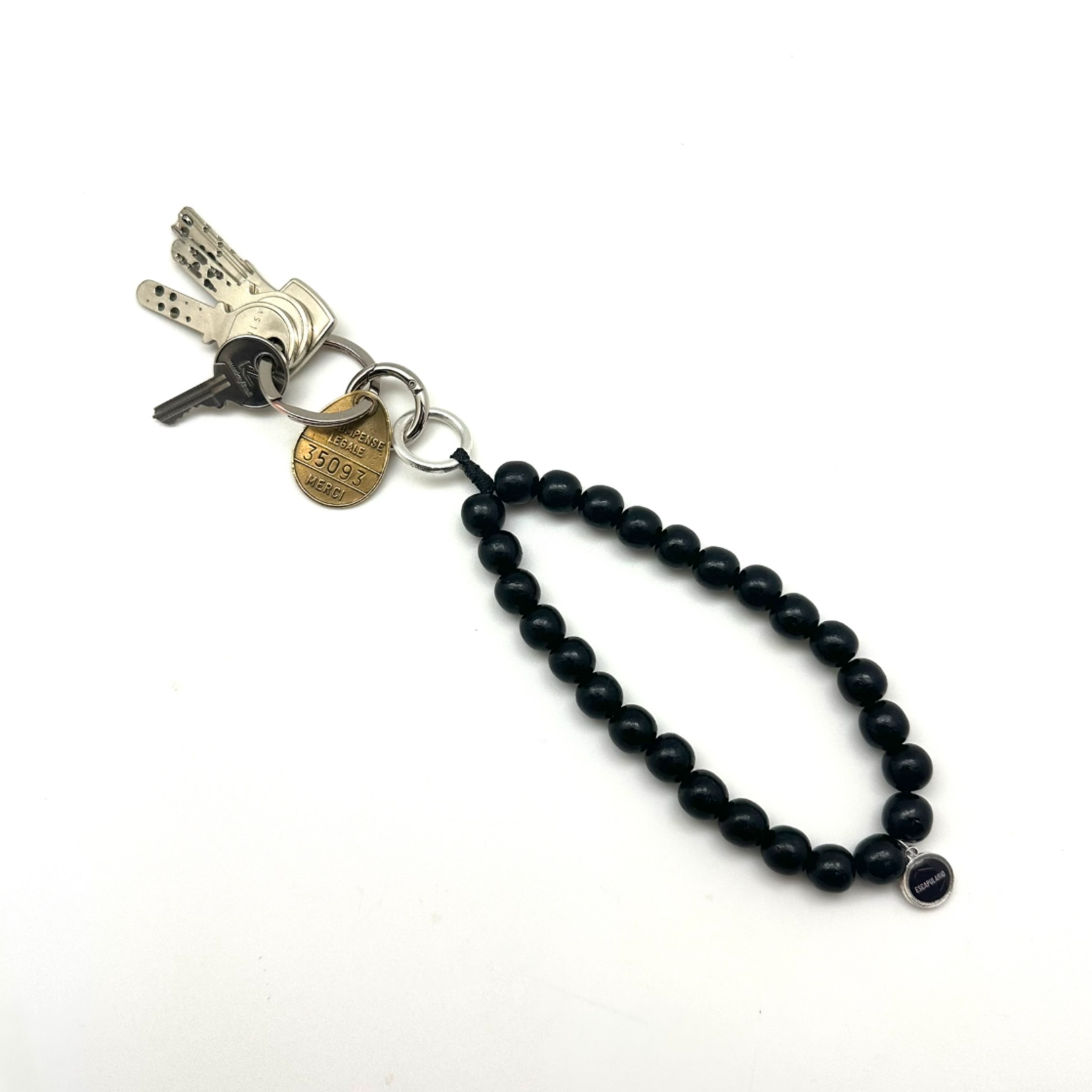 Petite chaîne à natel en perles en bois - Mauve