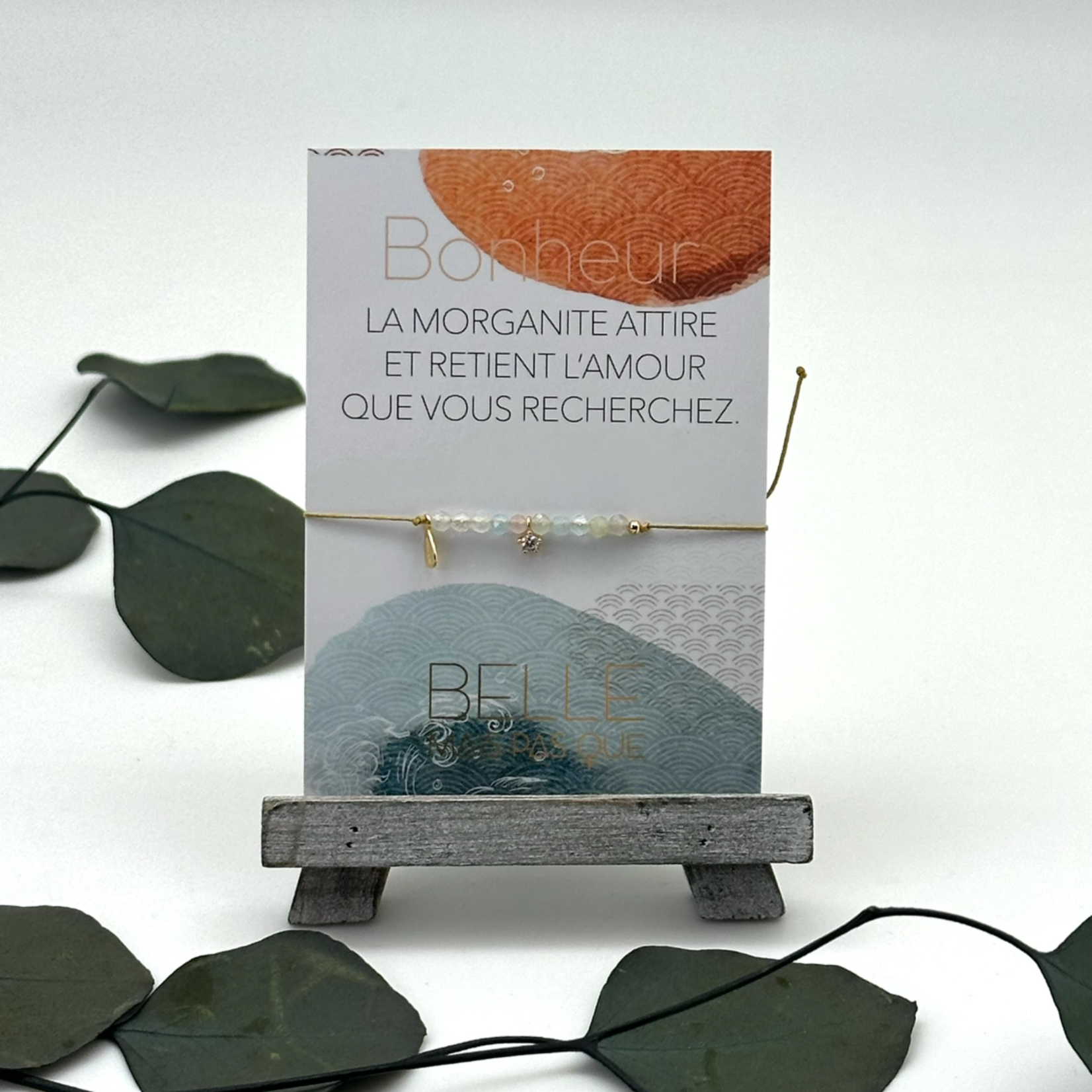 Pochette Bracelet Pierres semi-précieuses  "Bonheur - Morganite"