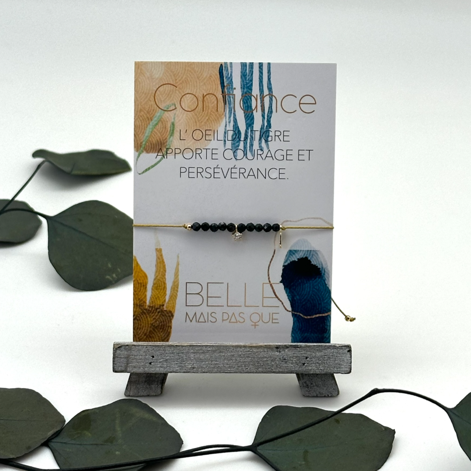 Pochette Bracelet Pierres semi-précieuses  "Confiance - Oeil du Tigre" b