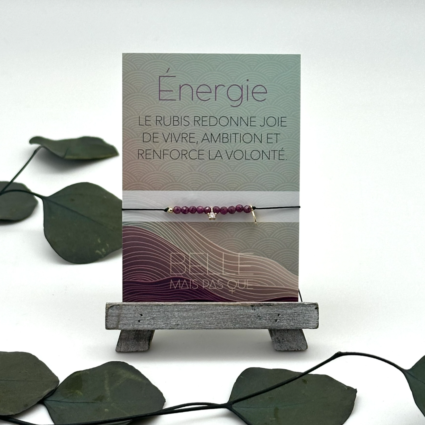 Pochette Bracelet Pierres semi-précieuses  "Energie - Rubis"