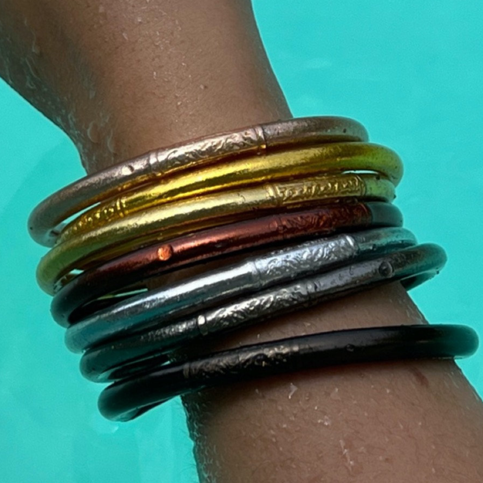 Jonc Bouddhiste Light Gold & Mantra Silver