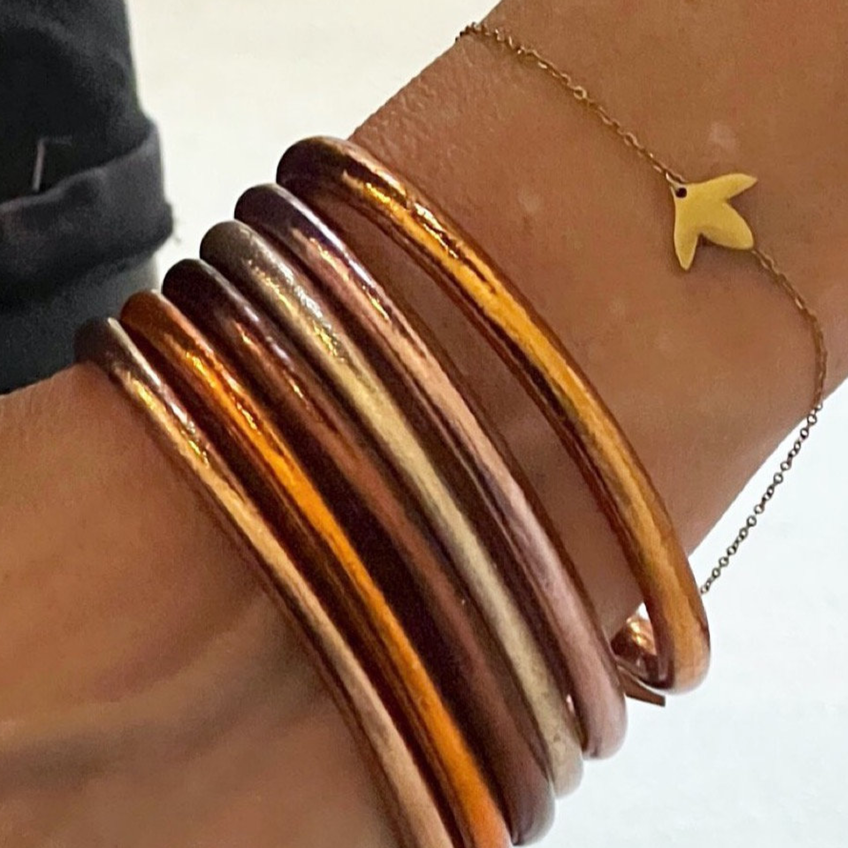 Jonc Bouddhiste Light Gold & Mantra Silver