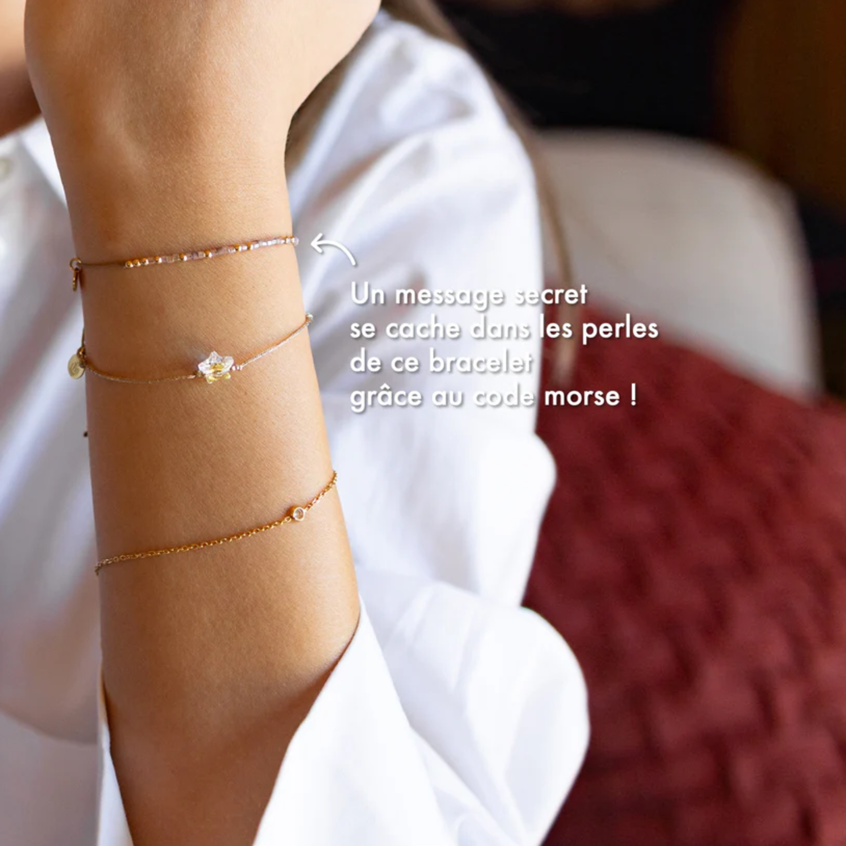 Bracelet Code Morse Pastel : Sérénité