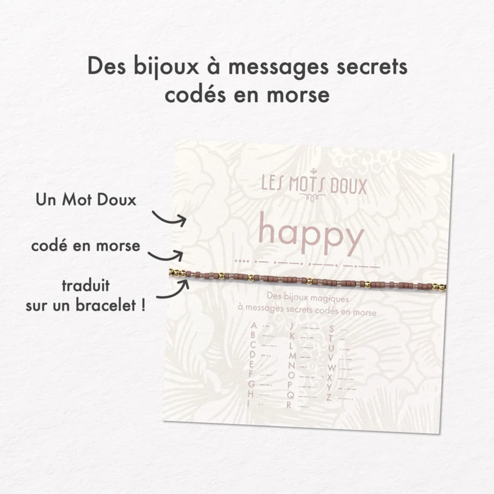 Bracelet Code Morse Pastel : Happy