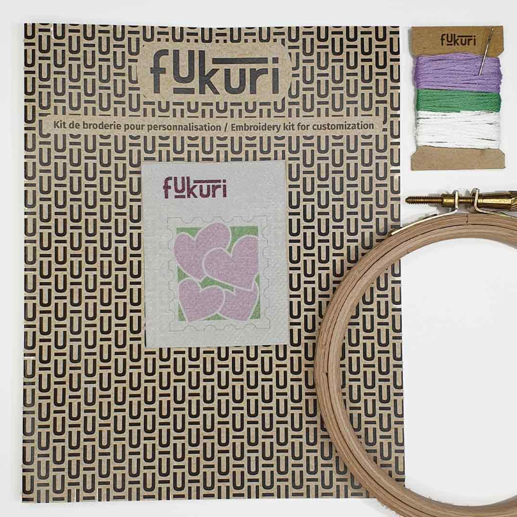 Kit Broderie - Timbre Coeurs Parme