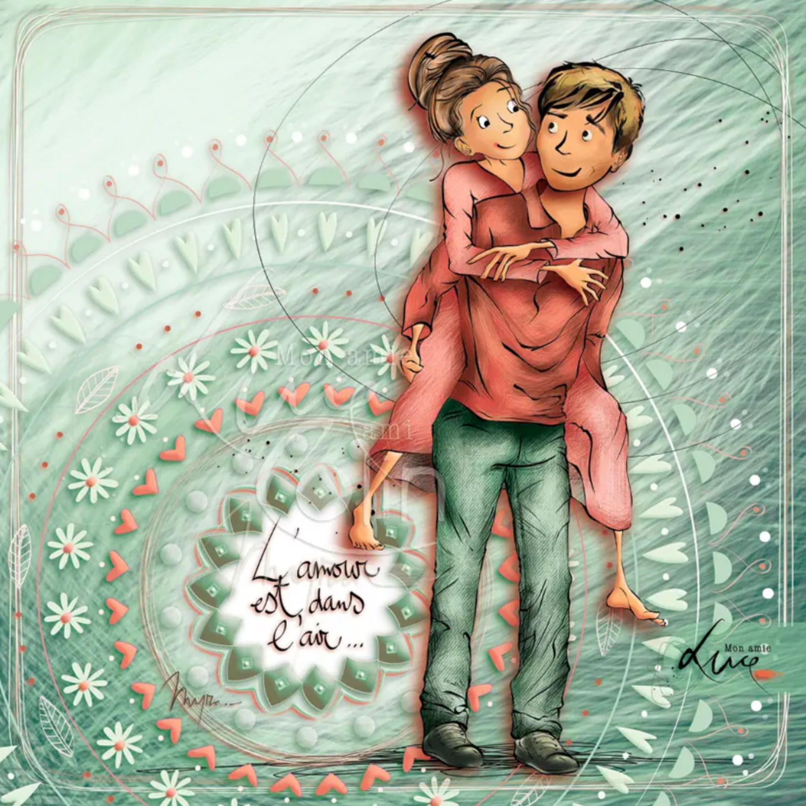 Carte postale "L'amour est dans l'air"