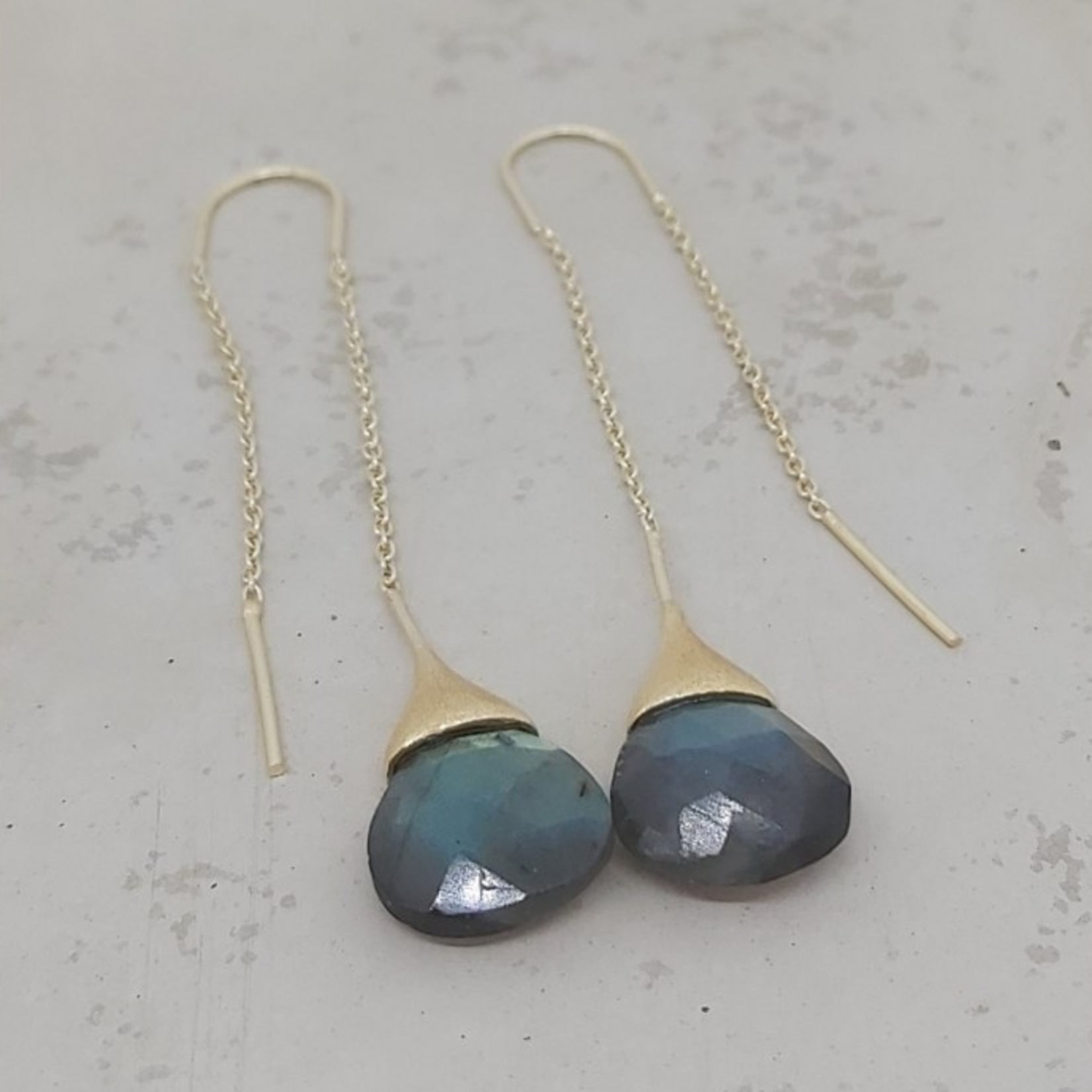 Boucles d'oreilles longues Goutte Poétique Labradorite