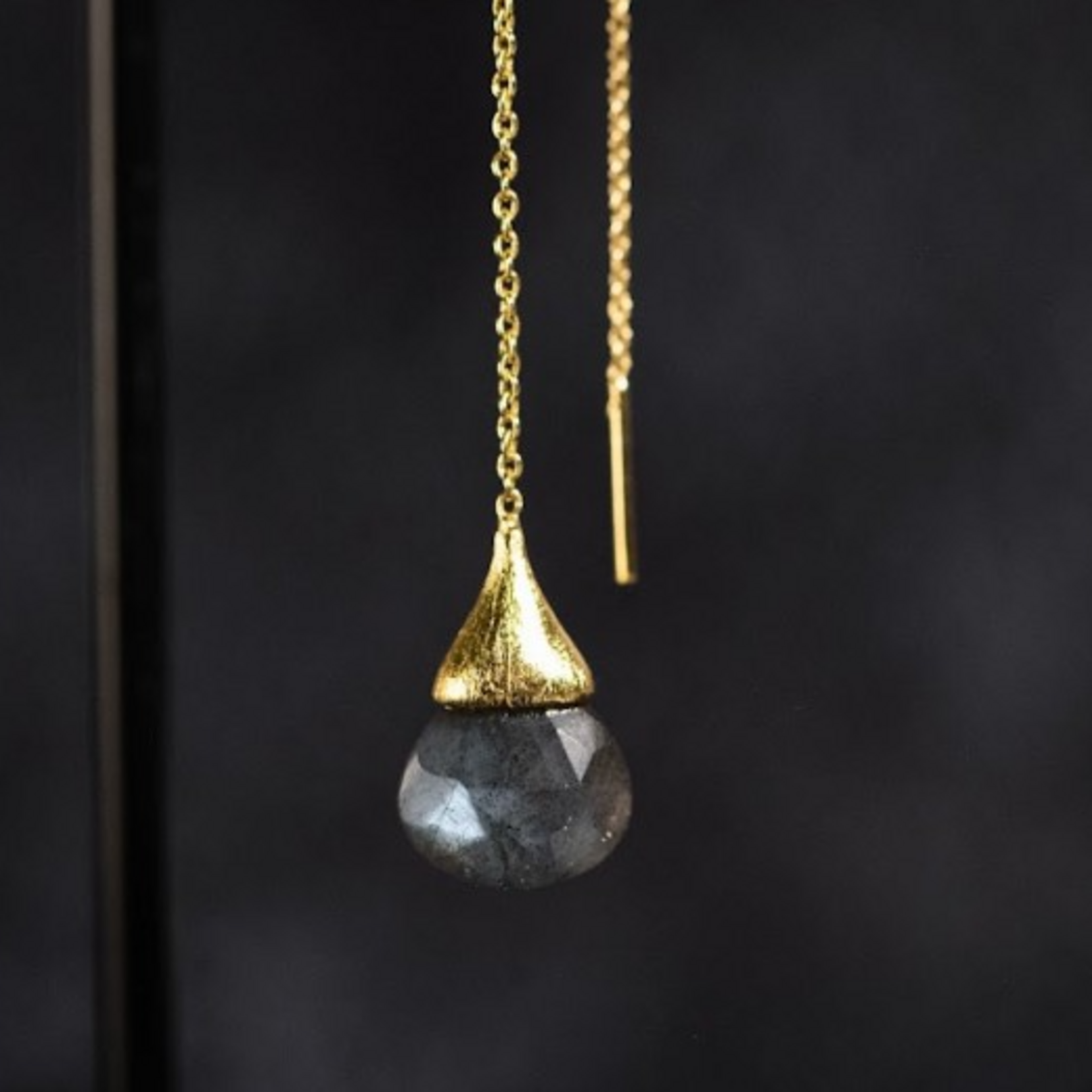Boucles d'oreilles longues Goutte Poétique Labradorite