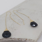 Boucles d'oreilles longues Goutte Poétique Onyx Noir